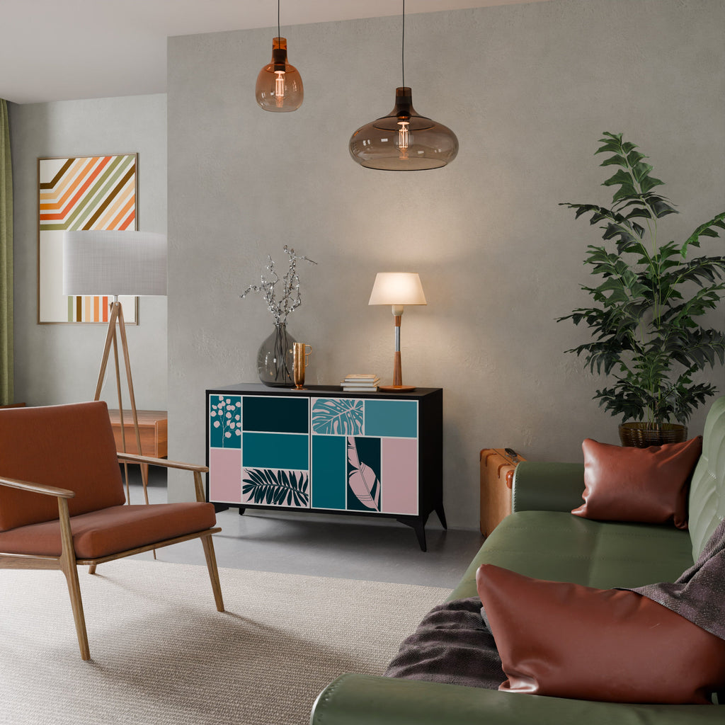 COMBINAISON DE FORMES Buffet 2 portes en finition noire