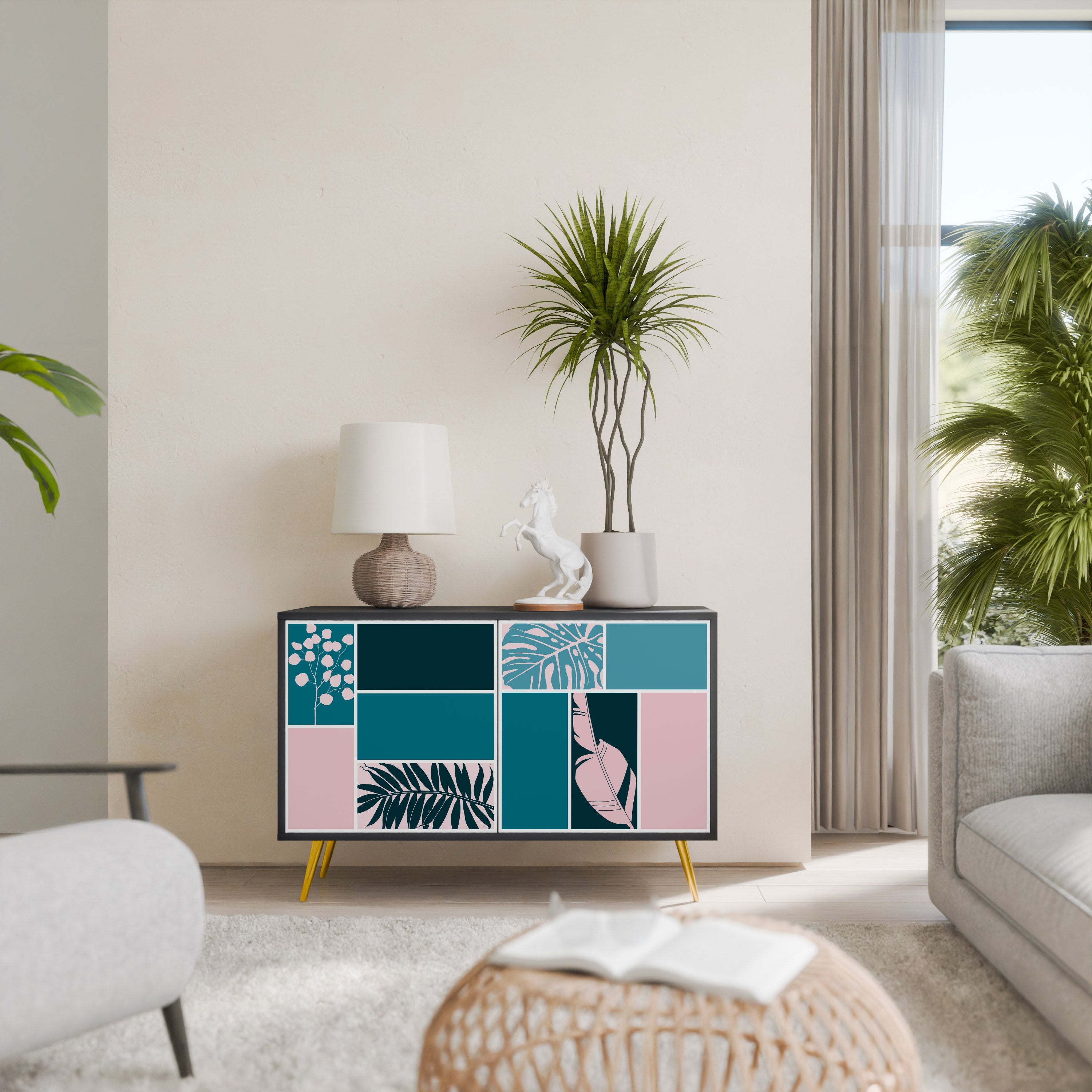 COMBINAISON DE FORMES Buffet 2 portes en finition noire