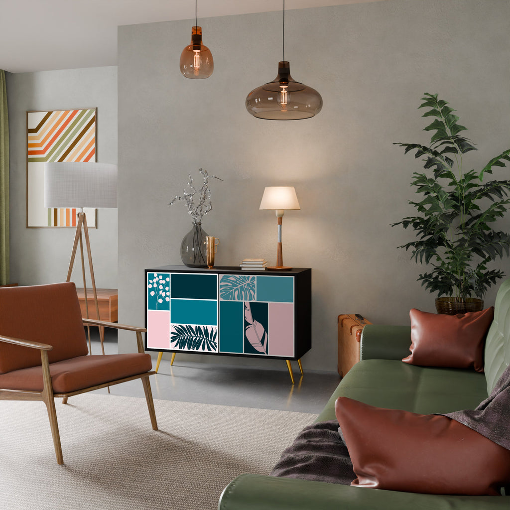 COMBINAISON DE FORMES Buffet 2 portes en finition noire