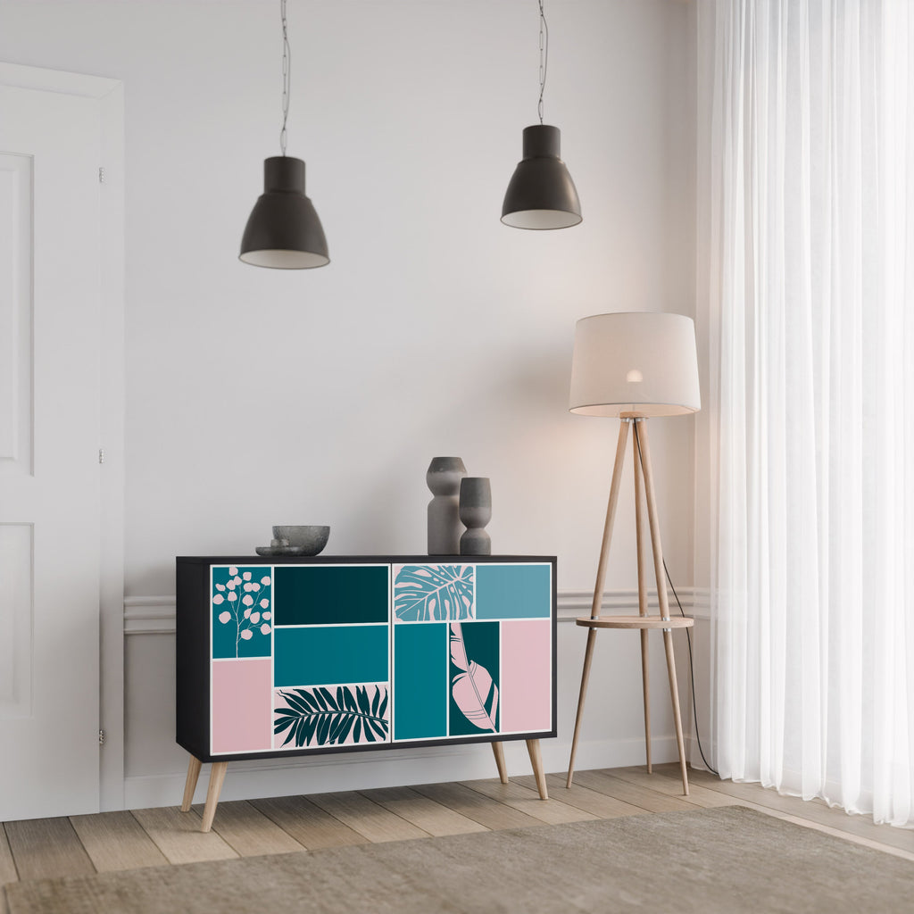 COMBINAISON DE FORMES Buffet 2 portes en finition noire