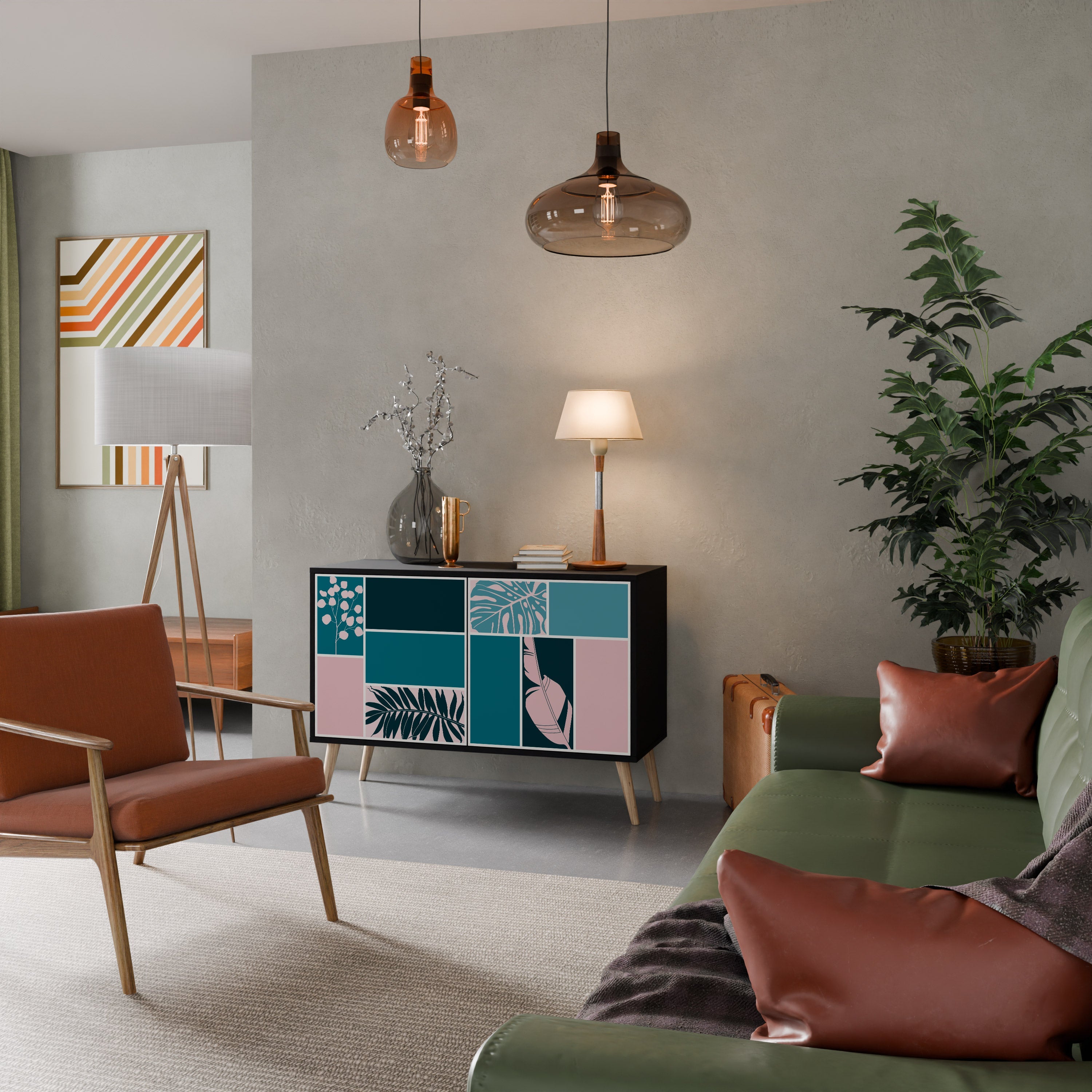 COMBINAISON DE FORMES Buffet 2 portes en finition noire