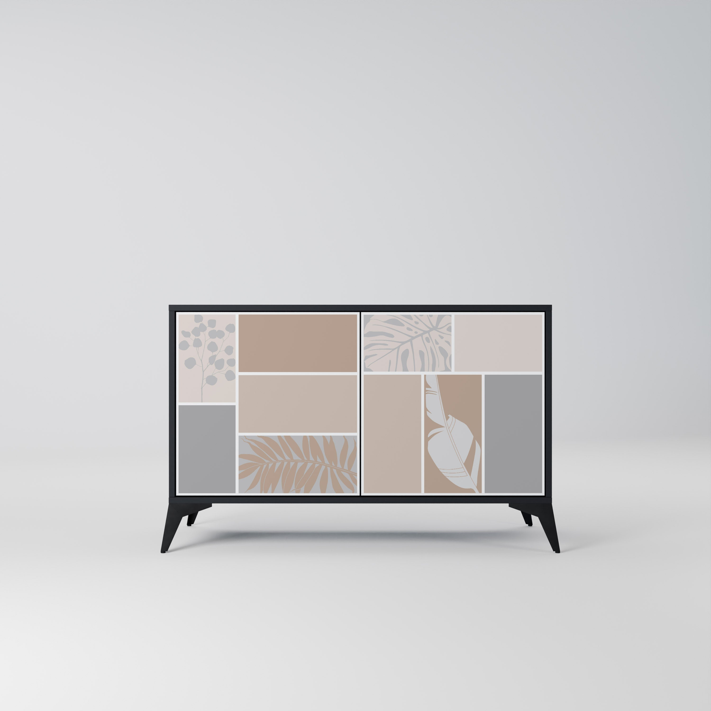 Buffet 2 portes FORMES TROPICALES finition noire