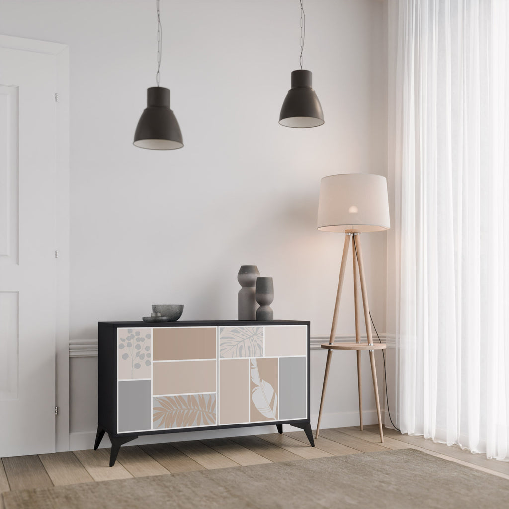 Buffet 2 portes FORMES TROPICALES finition noire