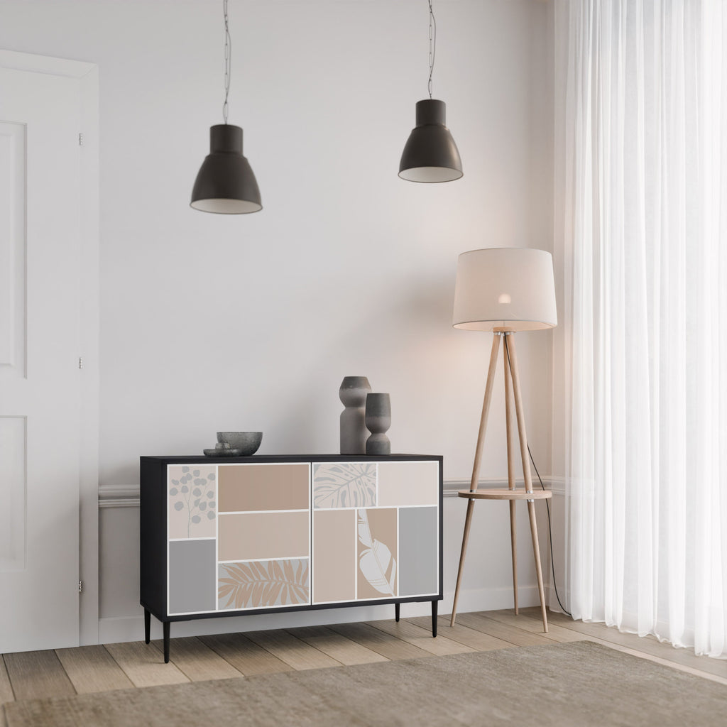 Buffet 2 portes FORMES TROPICALES finition noire