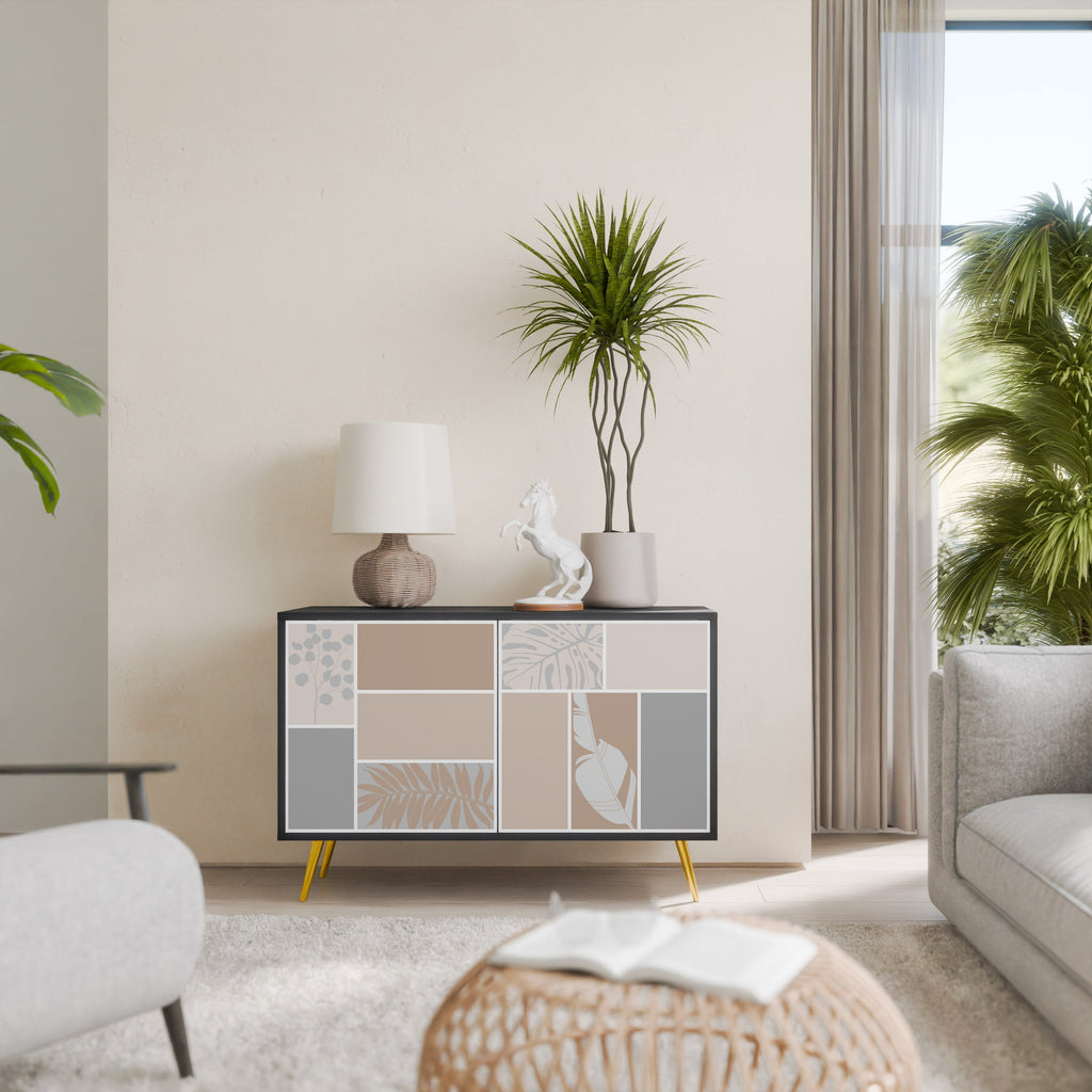 Buffet 2 portes FORMES TROPICALES finition noire