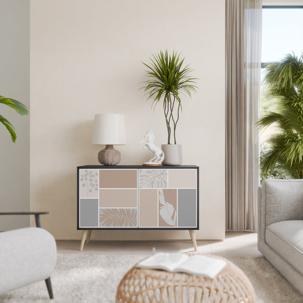 Buffet 2 portes FORMES TROPICALES finition noire