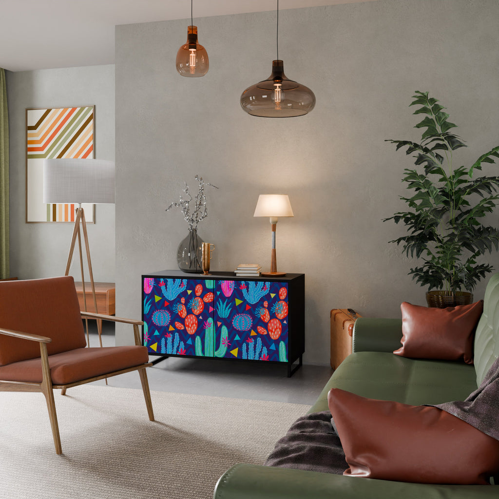 Buffet 2 portes CACTUS VIBES finition noire