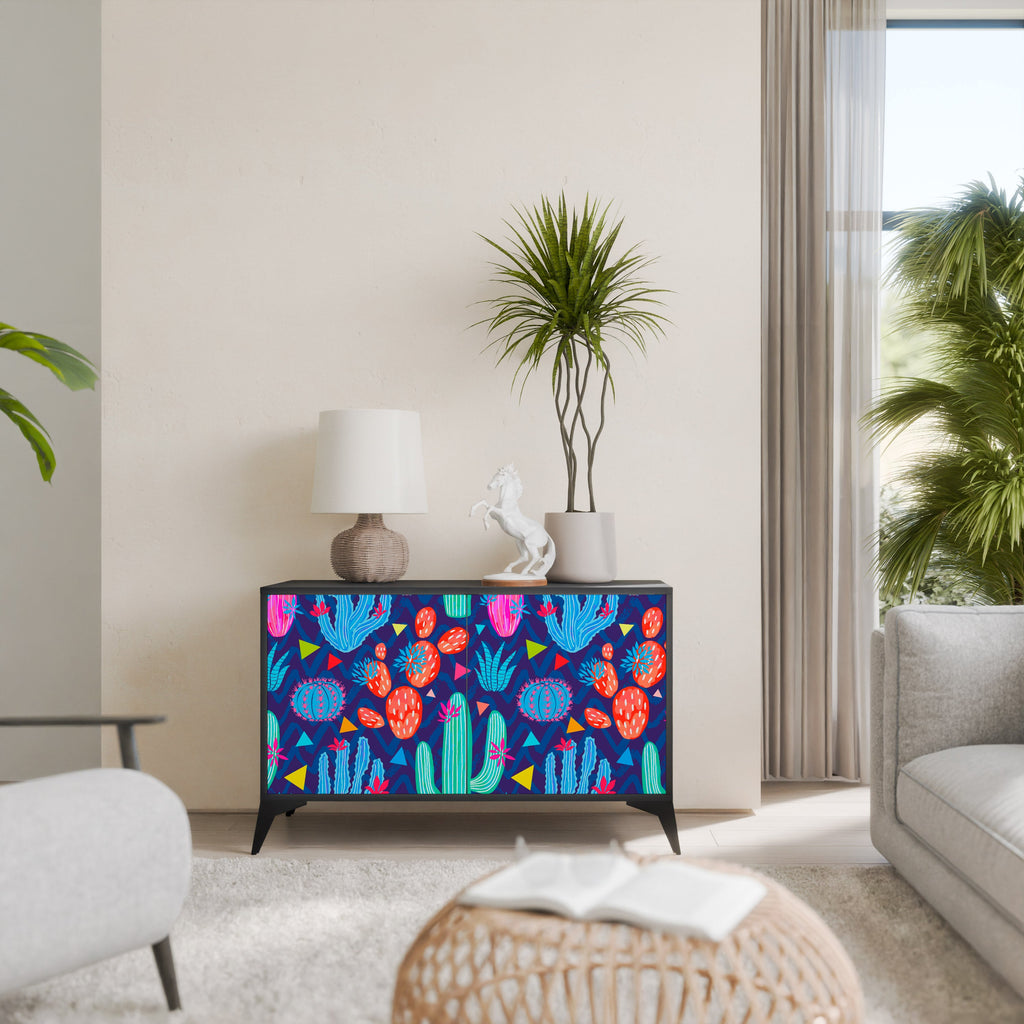 Buffet 2 portes CACTUS VIBES finition noire