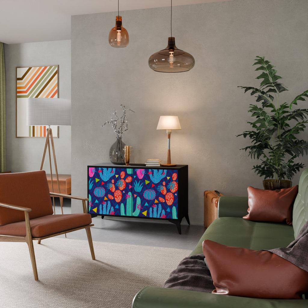 Buffet 2 portes CACTUS VIBES finition noire