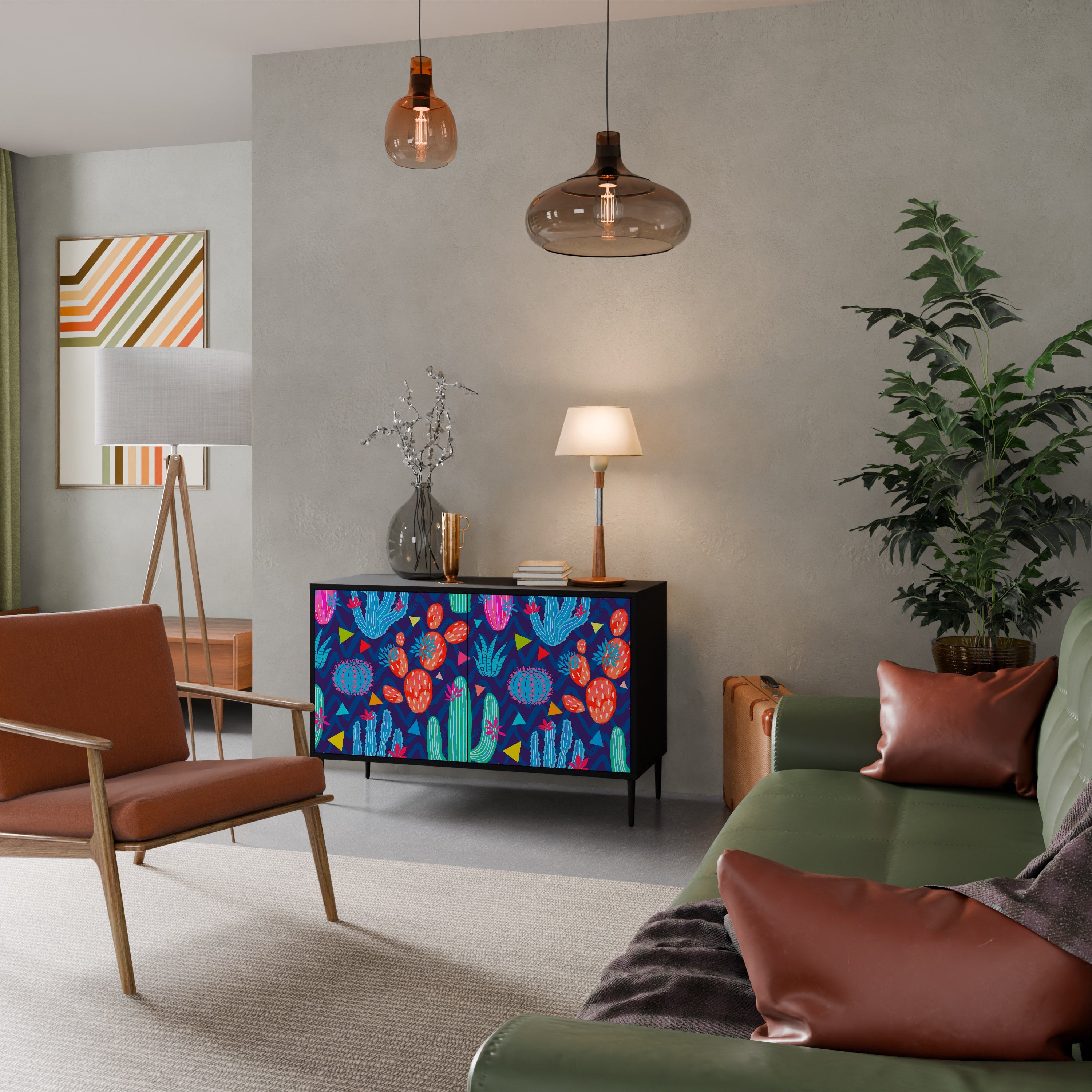 Buffet 2 portes CACTUS VIBES finition noire