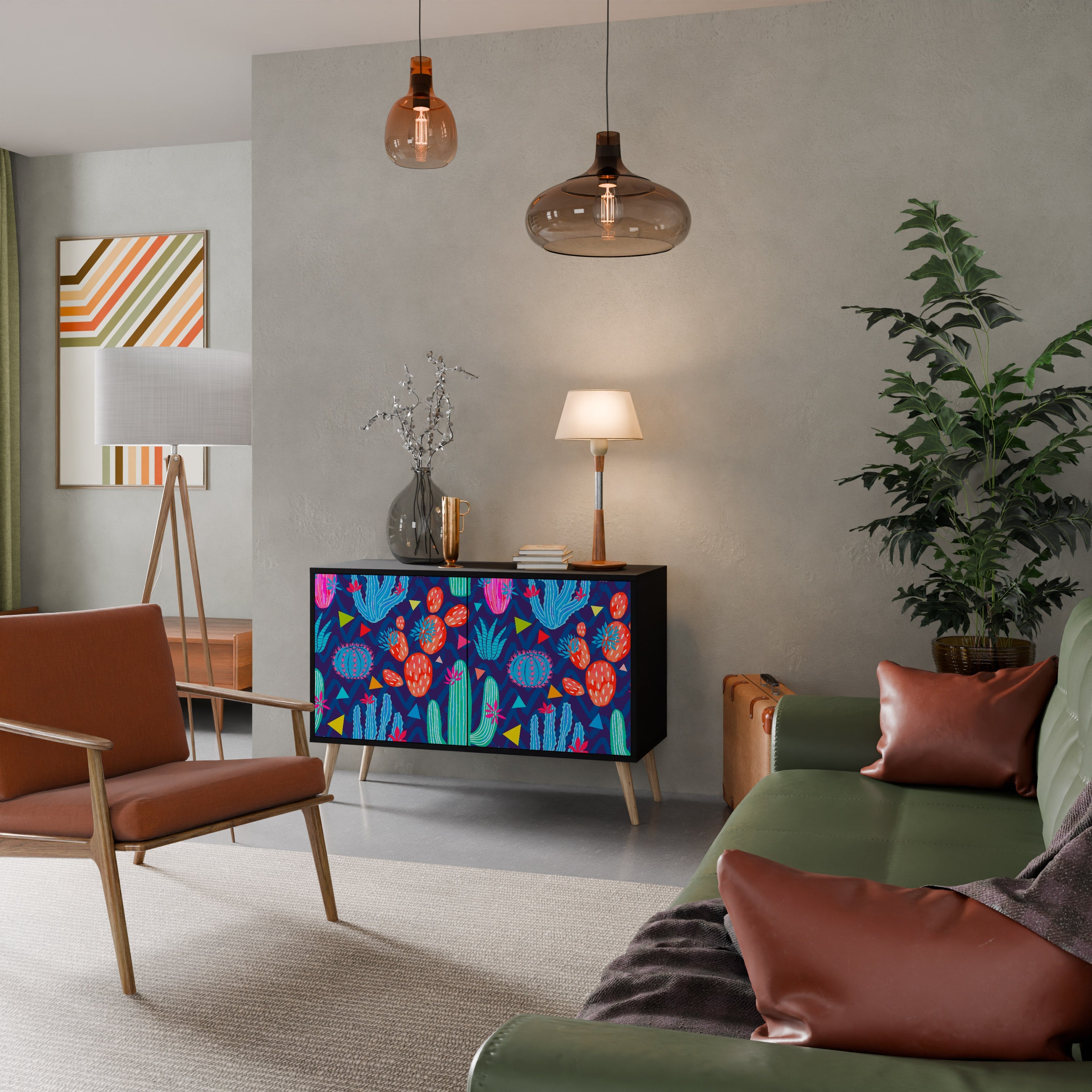 Buffet 2 portes CACTUS VIBES finition noire