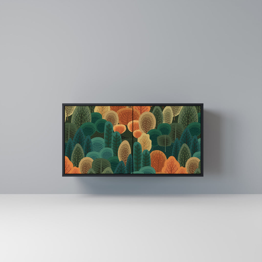 Buffet 2 portes KALEIDOSCOPE D'AUTOMNE en finition noire