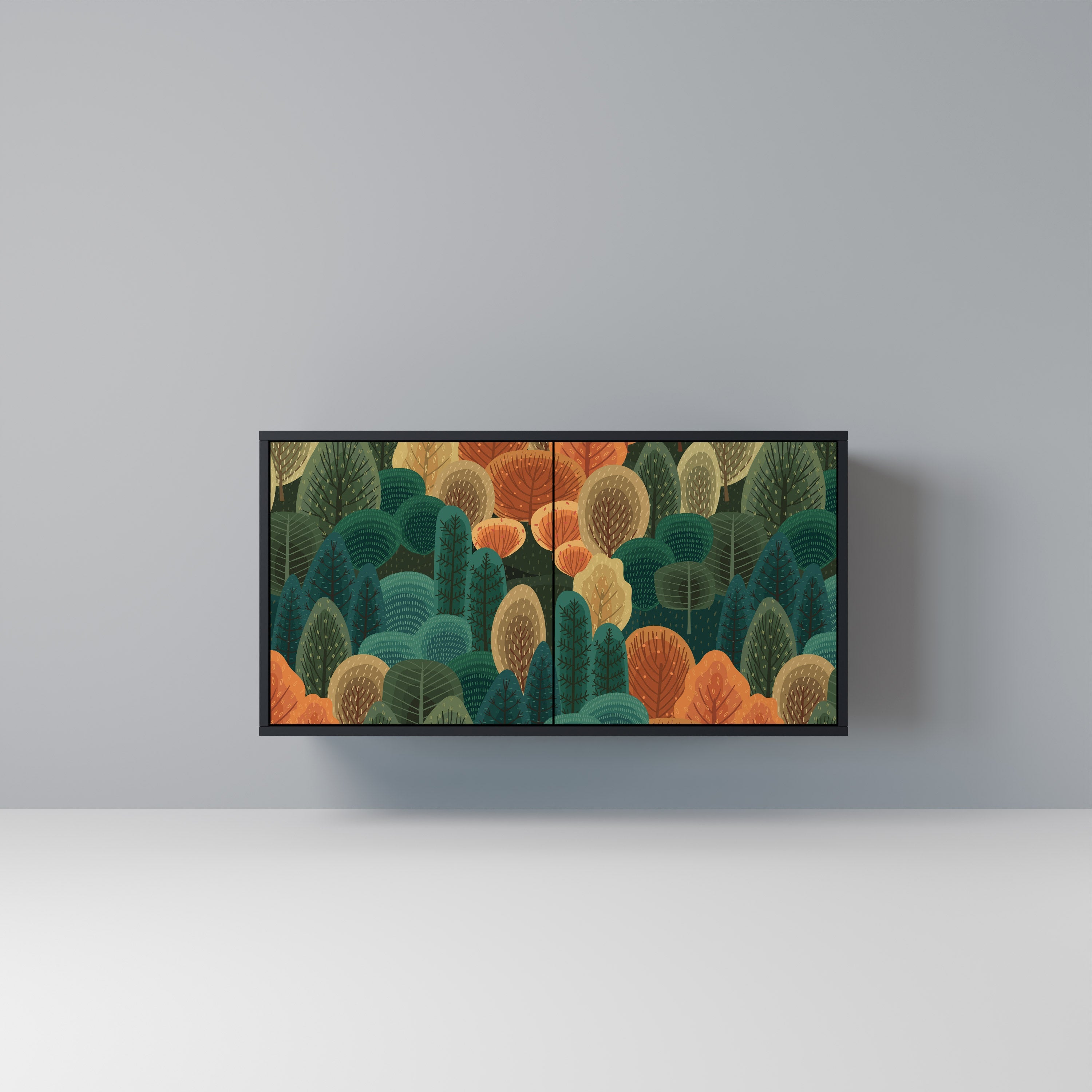 Buffet 2 portes KALEIDOSCOPE D'AUTOMNE en finition noire