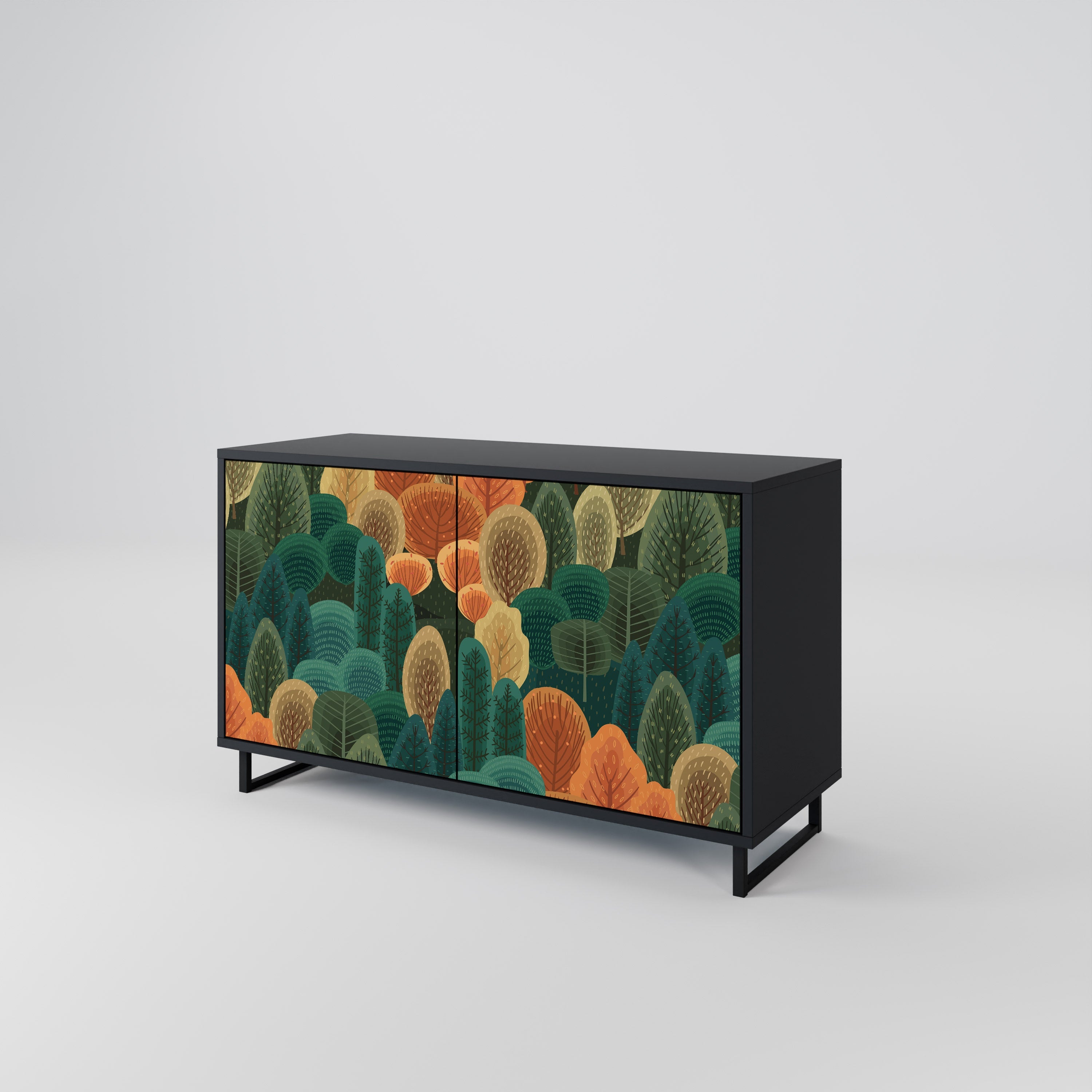 Buffet 2 portes KALEIDOSCOPE D'AUTOMNE en finition noire
