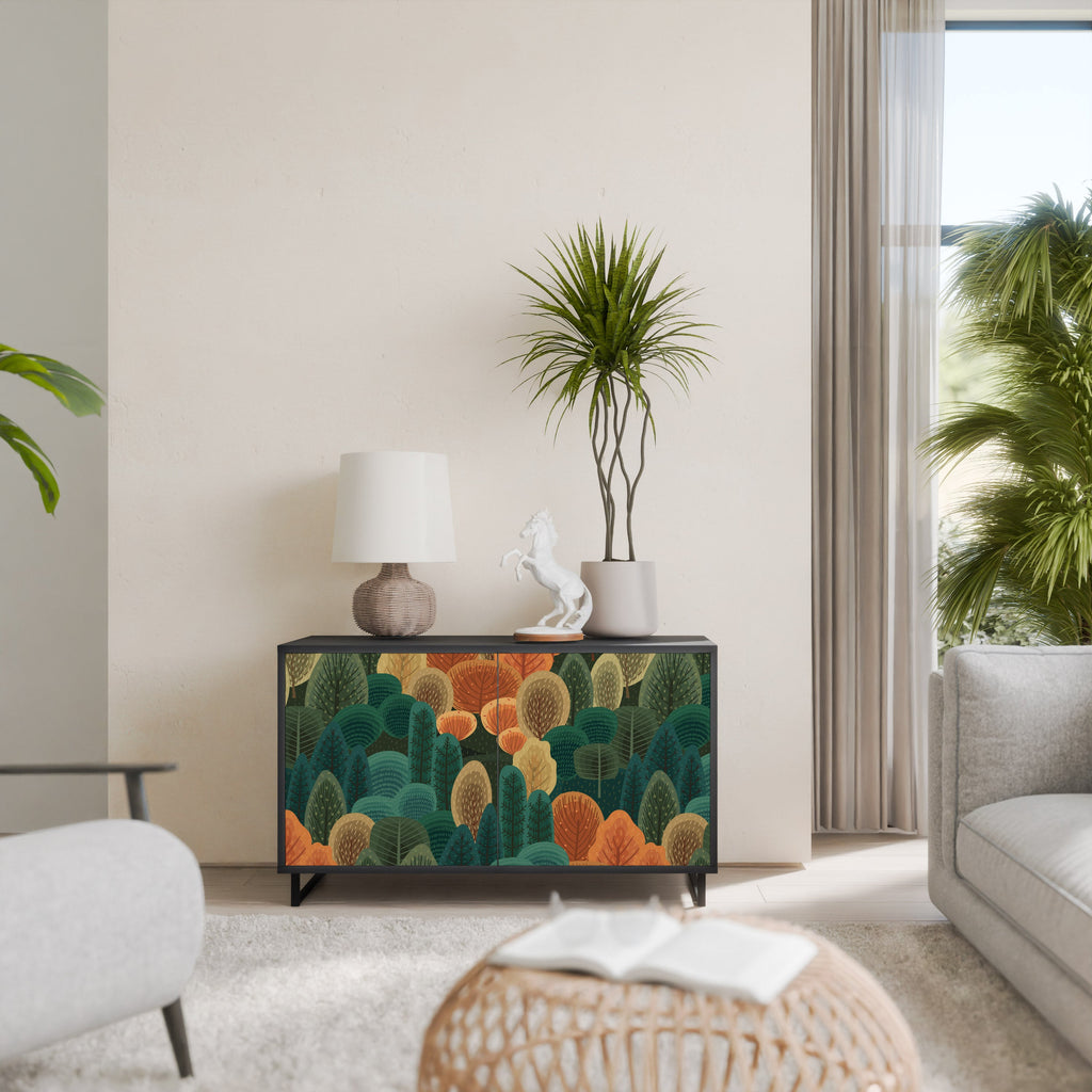 Buffet 2 portes KALEIDOSCOPE D'AUTOMNE en finition noire