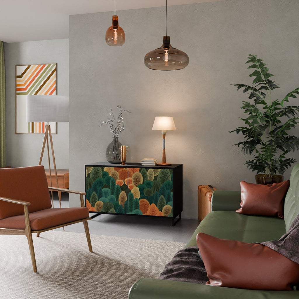 Buffet 2 portes KALEIDOSCOPE D'AUTOMNE en finition noire