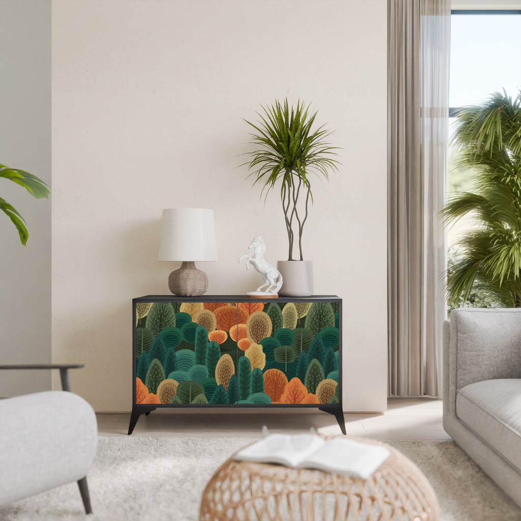 Buffet 2 portes KALEIDOSCOPE D'AUTOMNE en finition noire