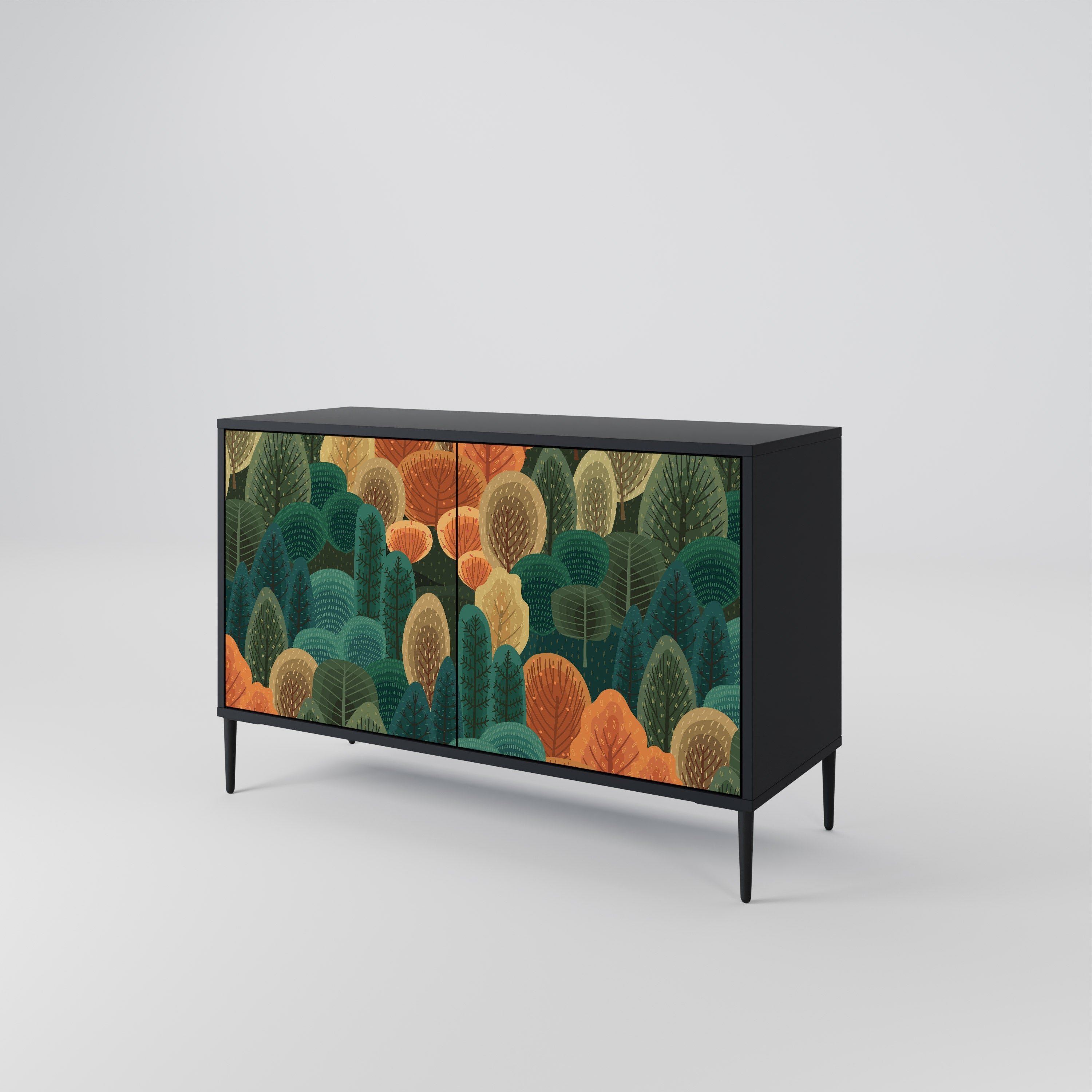 Buffet 2 portes KALEIDOSCOPE D'AUTOMNE en finition noire