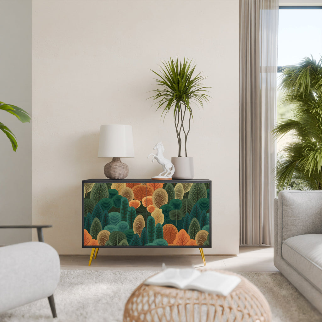 Buffet 2 portes KALEIDOSCOPE D'AUTOMNE en finition noire