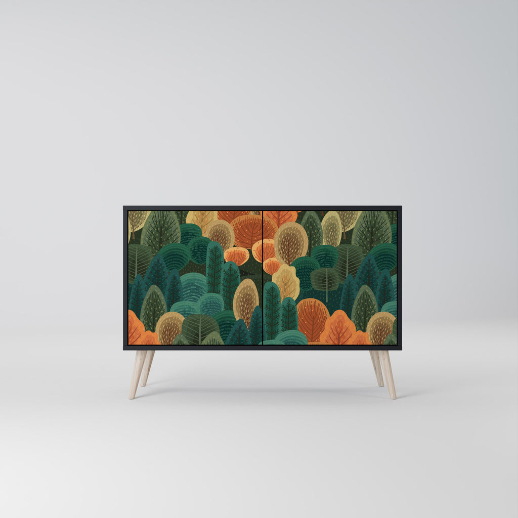 Buffet 2 portes KALEIDOSCOPE D'AUTOMNE en finition noire