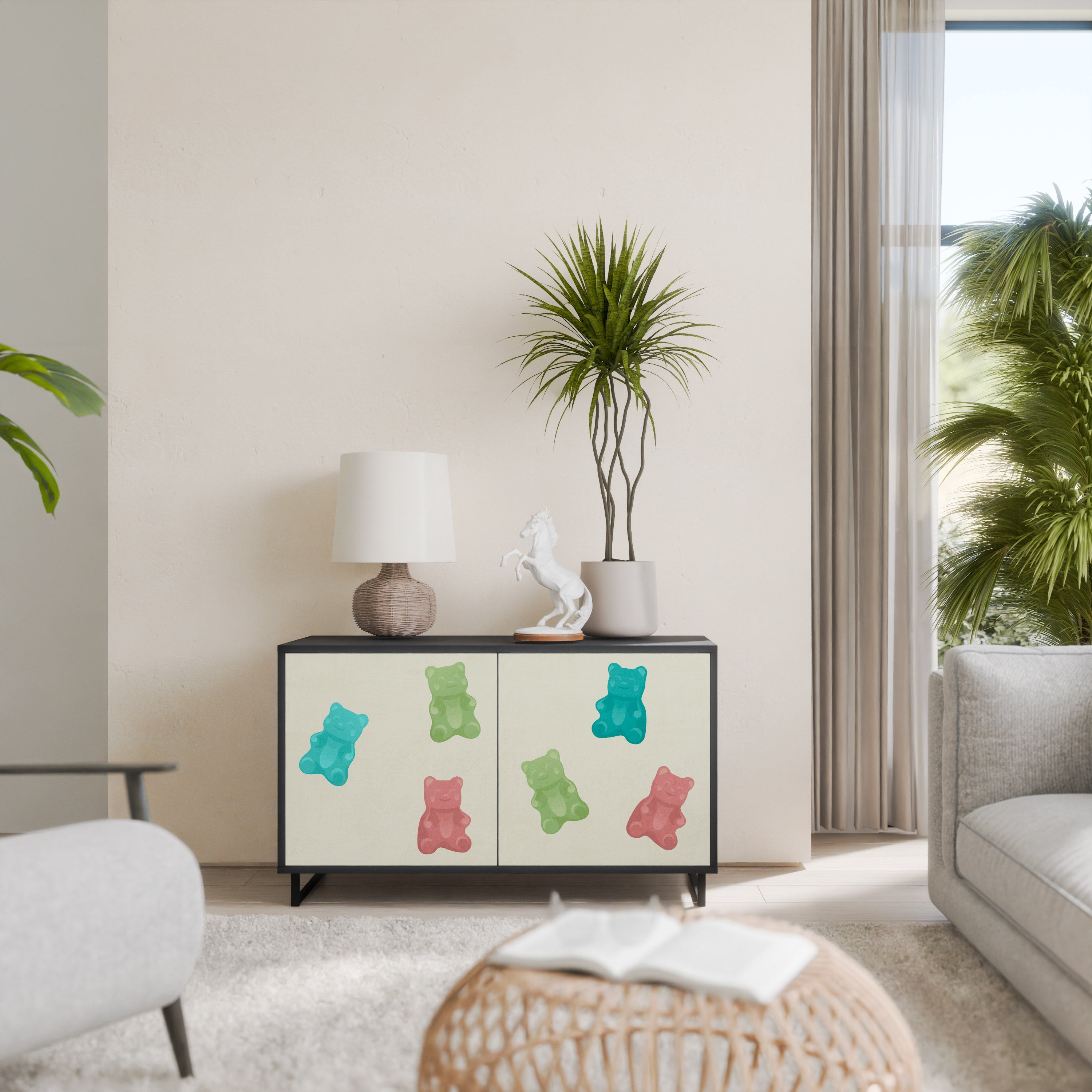 Buffet 2 portes GUMMY BEARS en finition noire