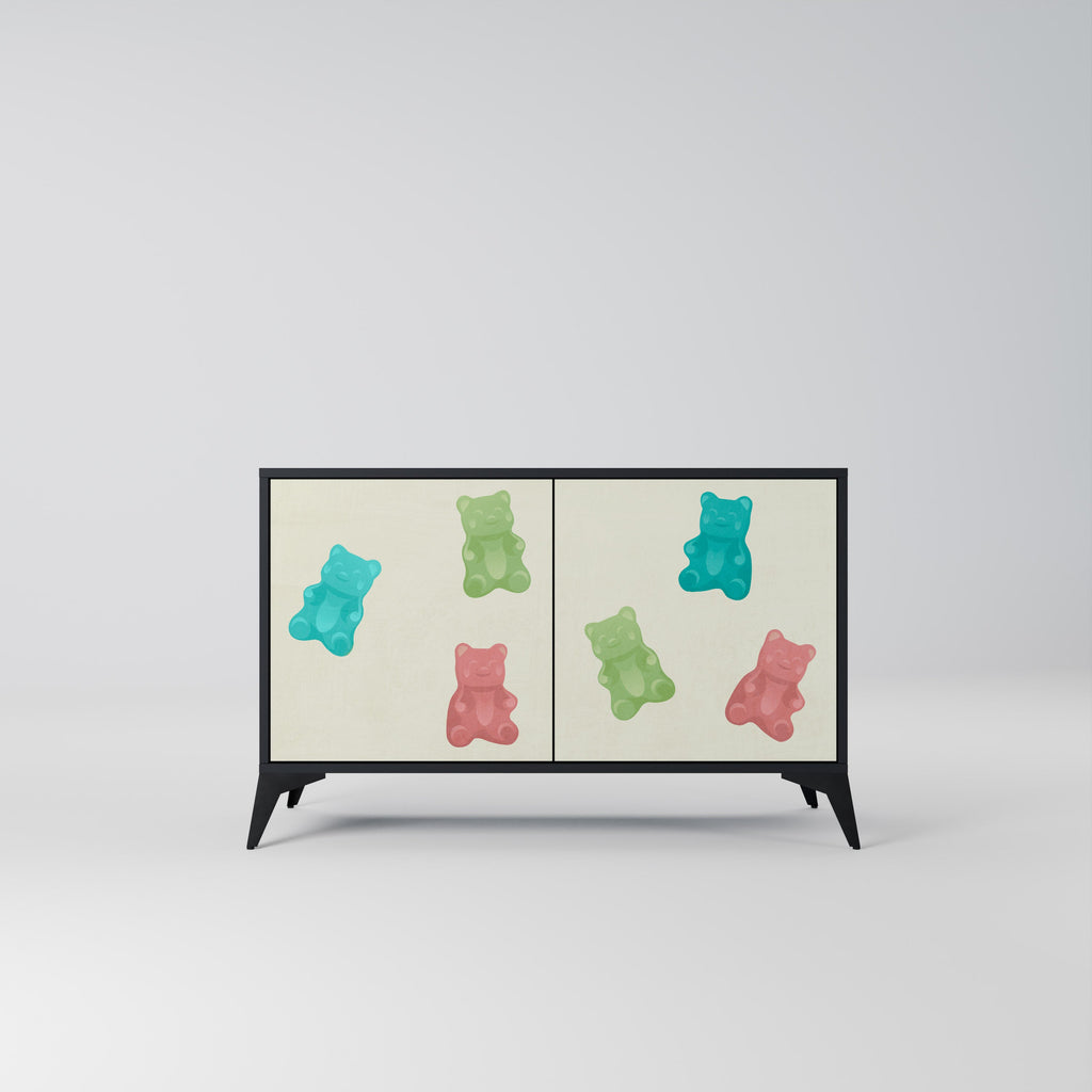 Buffet 2 portes GUMMY BEARS en finition noire