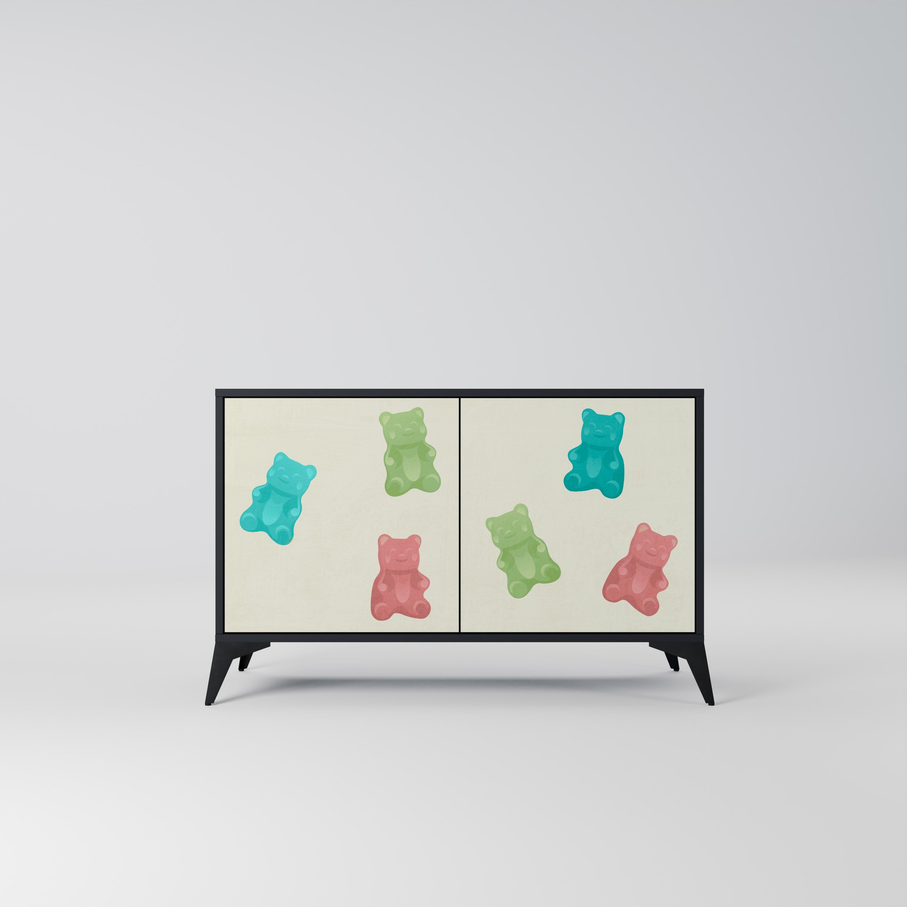 Buffet 2 portes GUMMY BEARS en finition noire