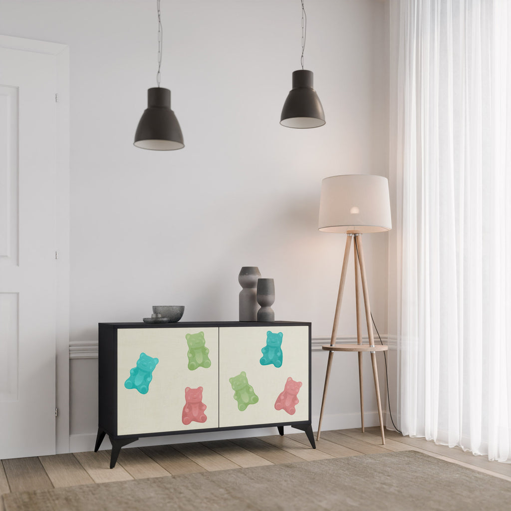 Buffet 2 portes GUMMY BEARS en finition noire