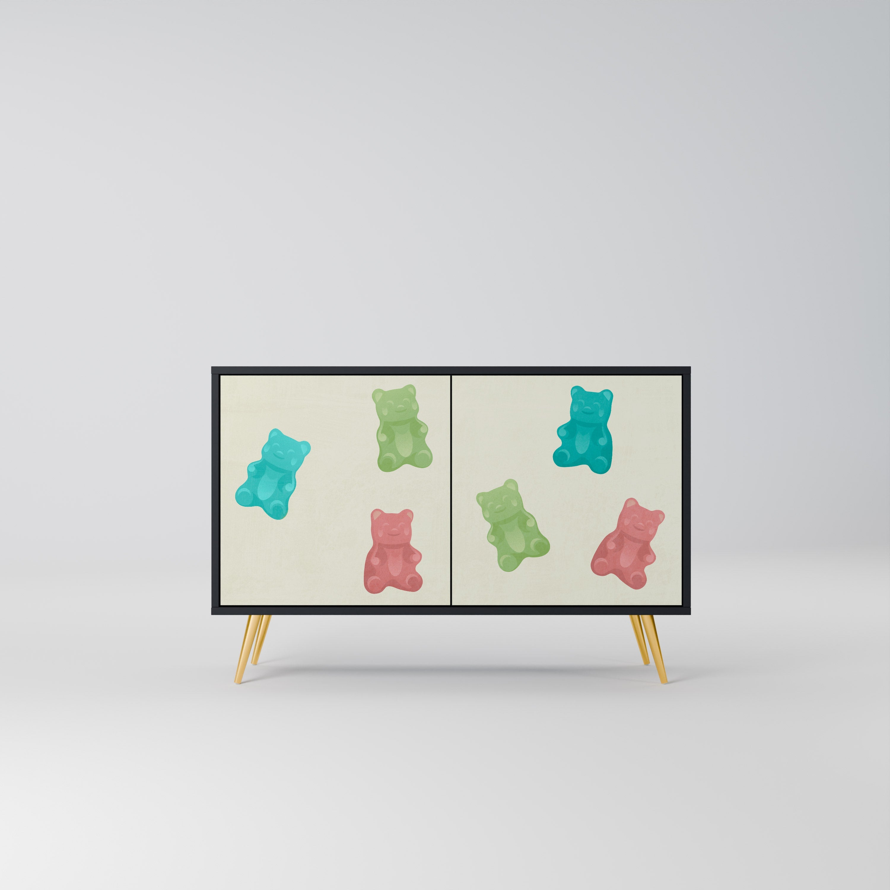 Buffet 2 portes GUMMY BEARS en finition noire