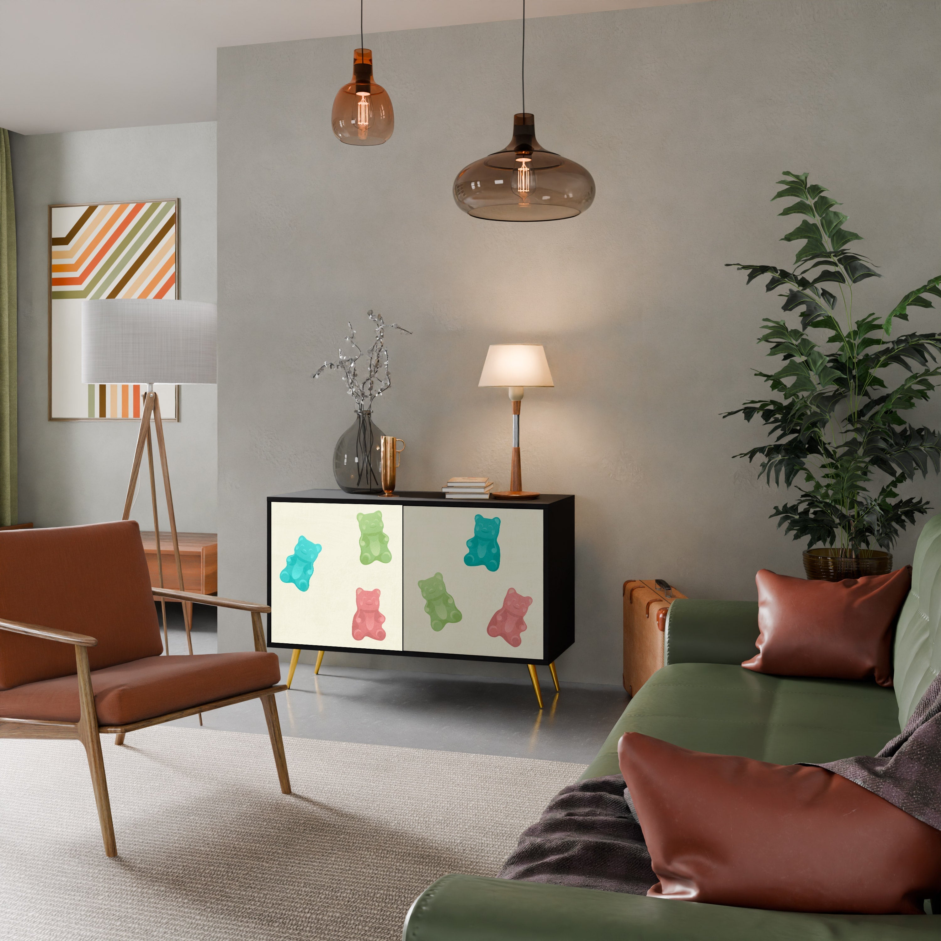 Buffet 2 portes GUMMY BEARS en finition noire