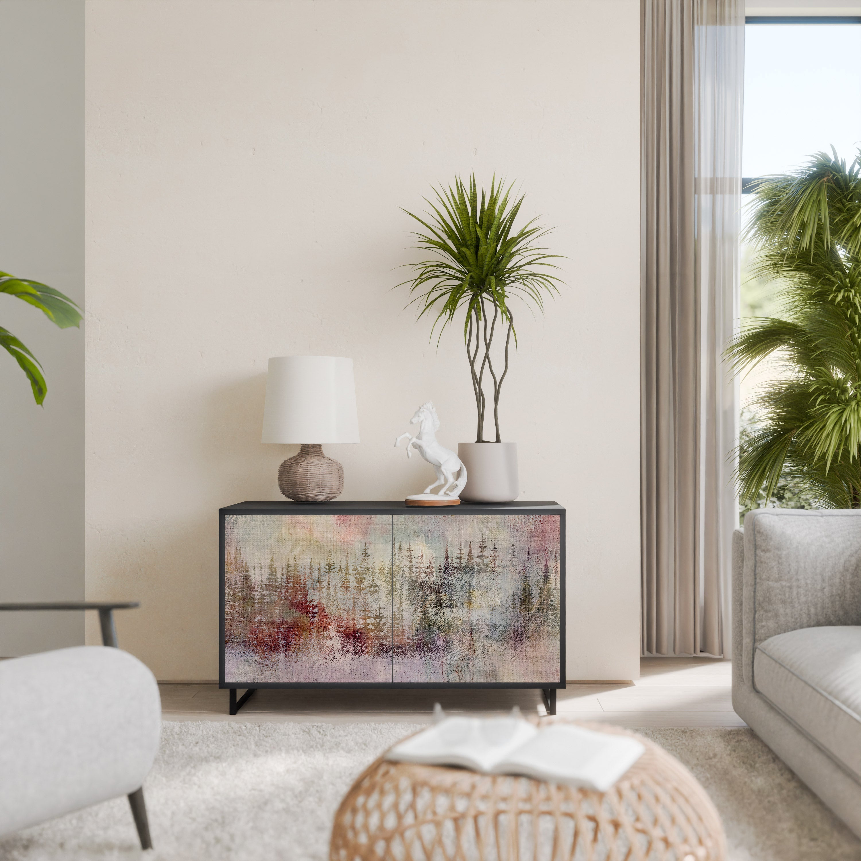 Buffet 2 portes VEILED SUMMIT en finition noire