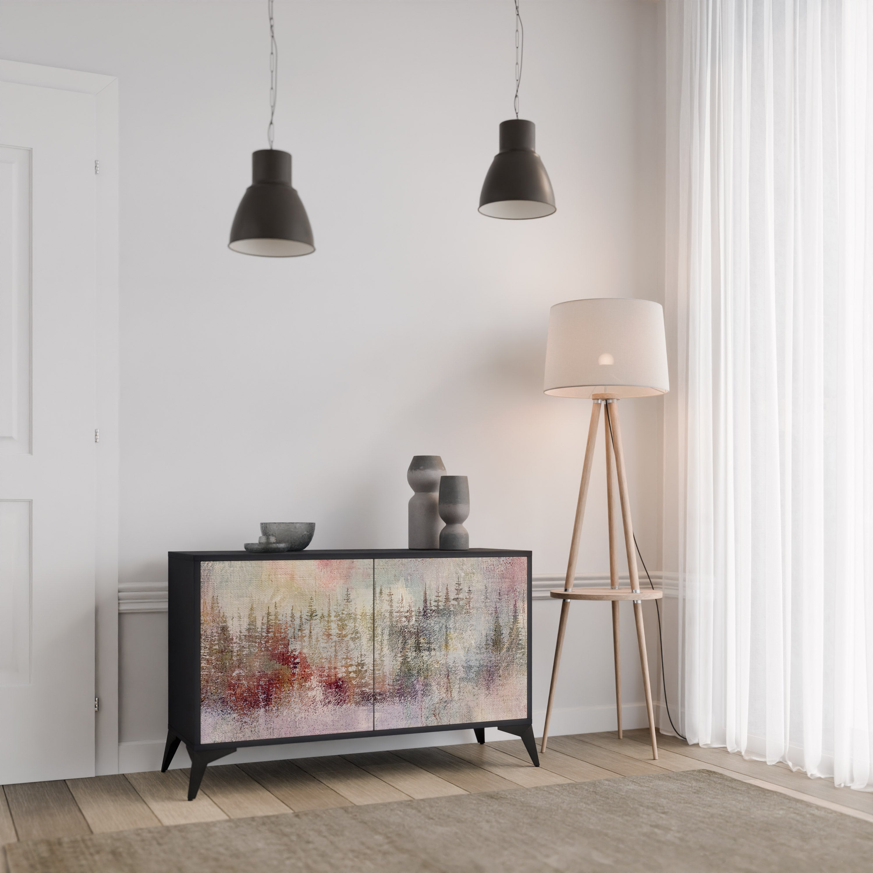 Buffet 2 portes VEILED SUMMIT en finition noire