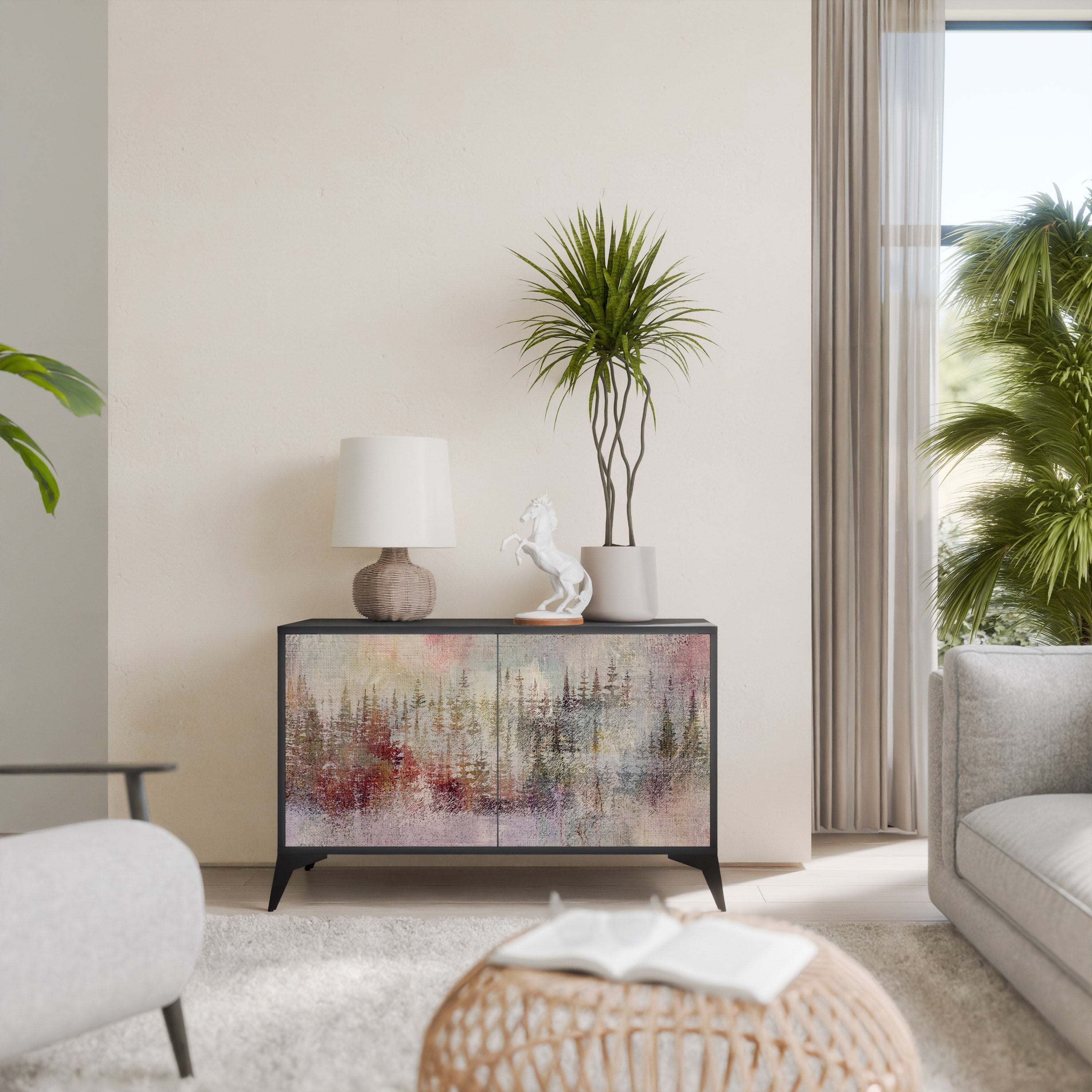 Buffet 2 portes VEILED SUMMIT en finition noire