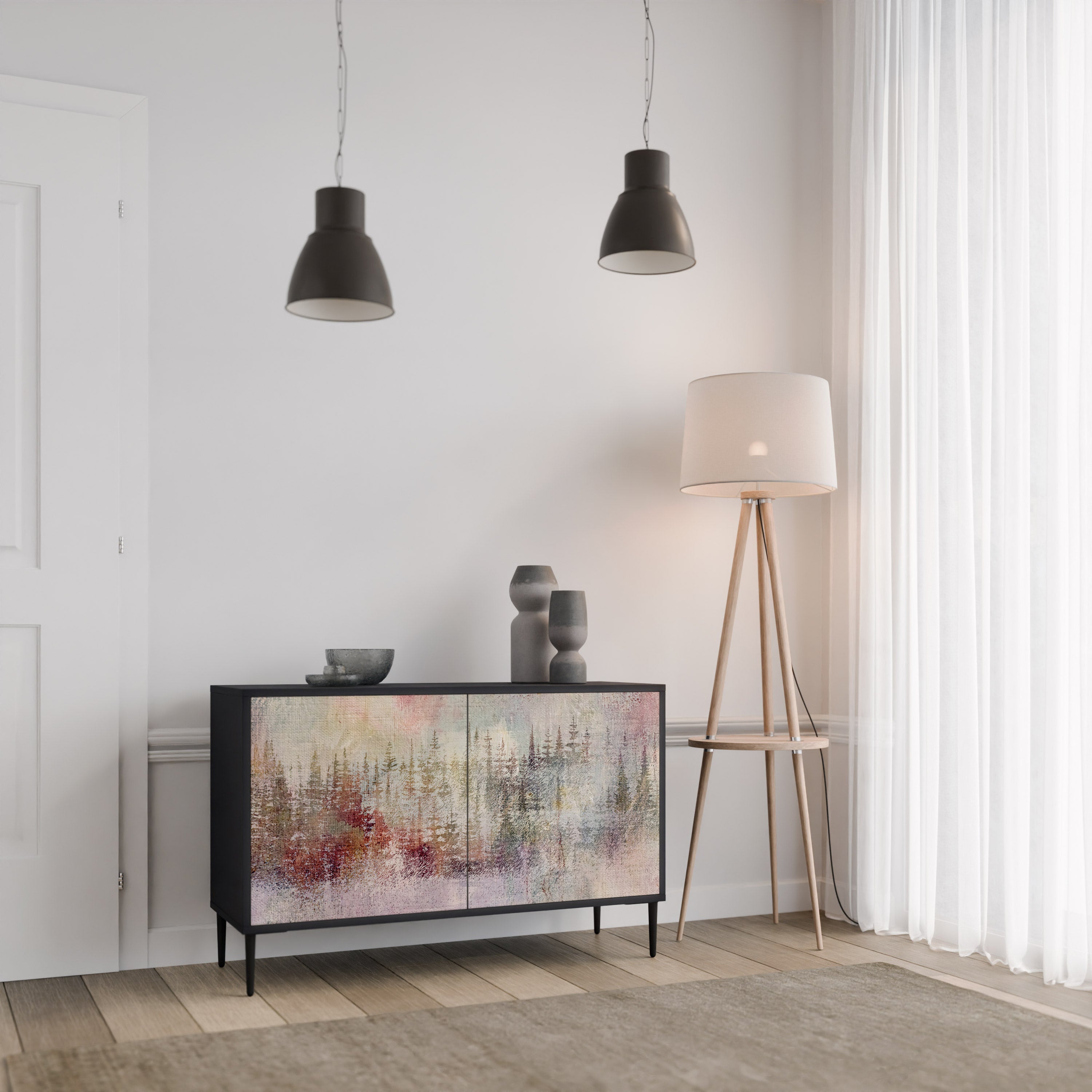 Buffet 2 portes VEILED SUMMIT en finition noire