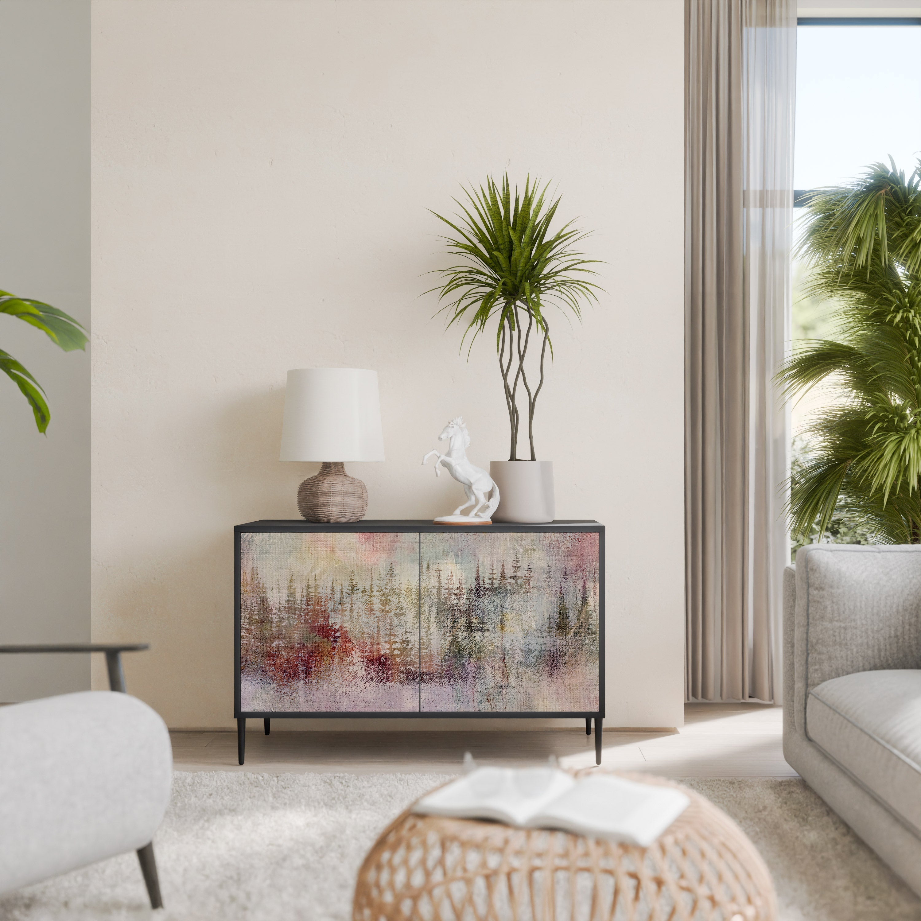 Buffet 2 portes VEILED SUMMIT en finition noire