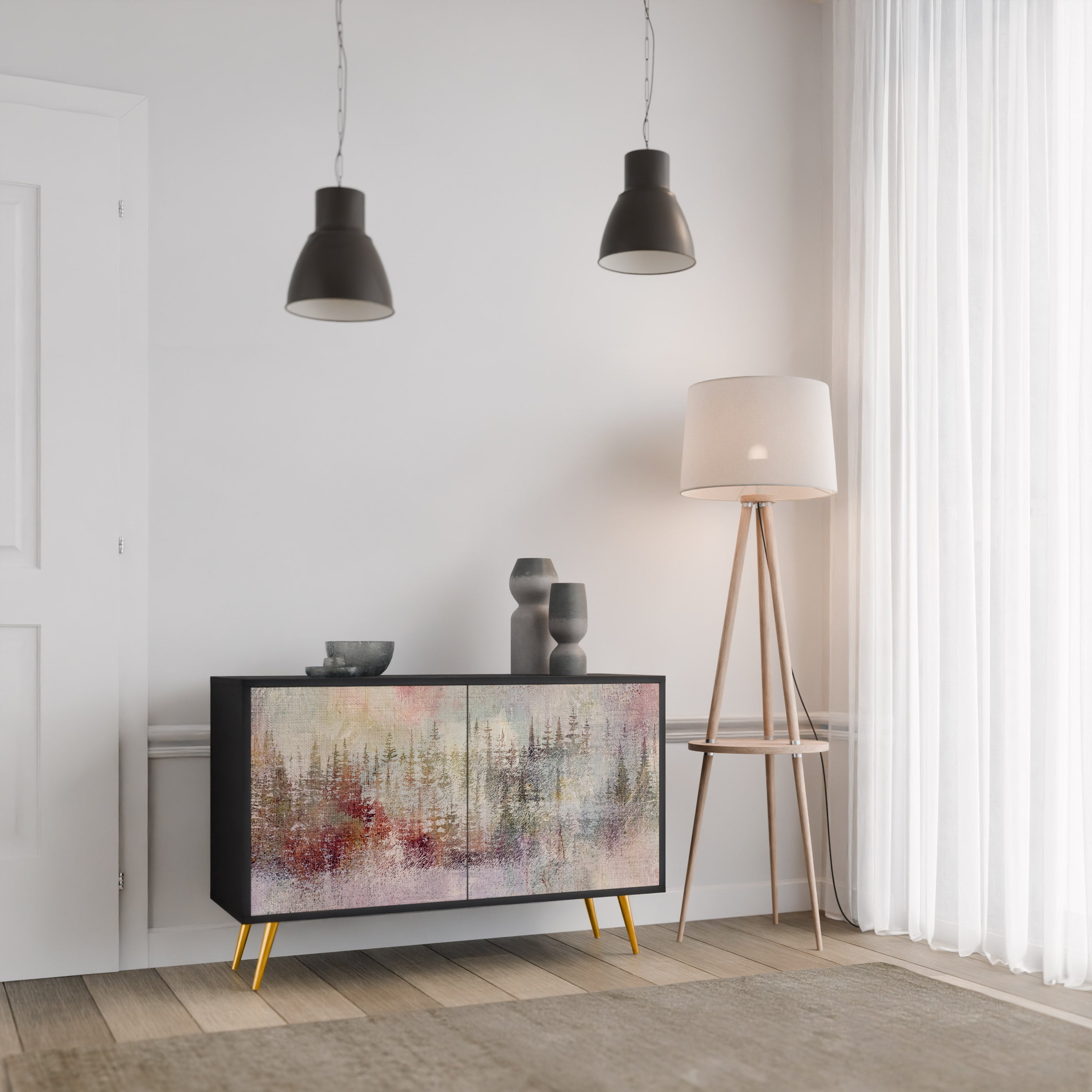 Buffet 2 portes VEILED SUMMIT en finition noire