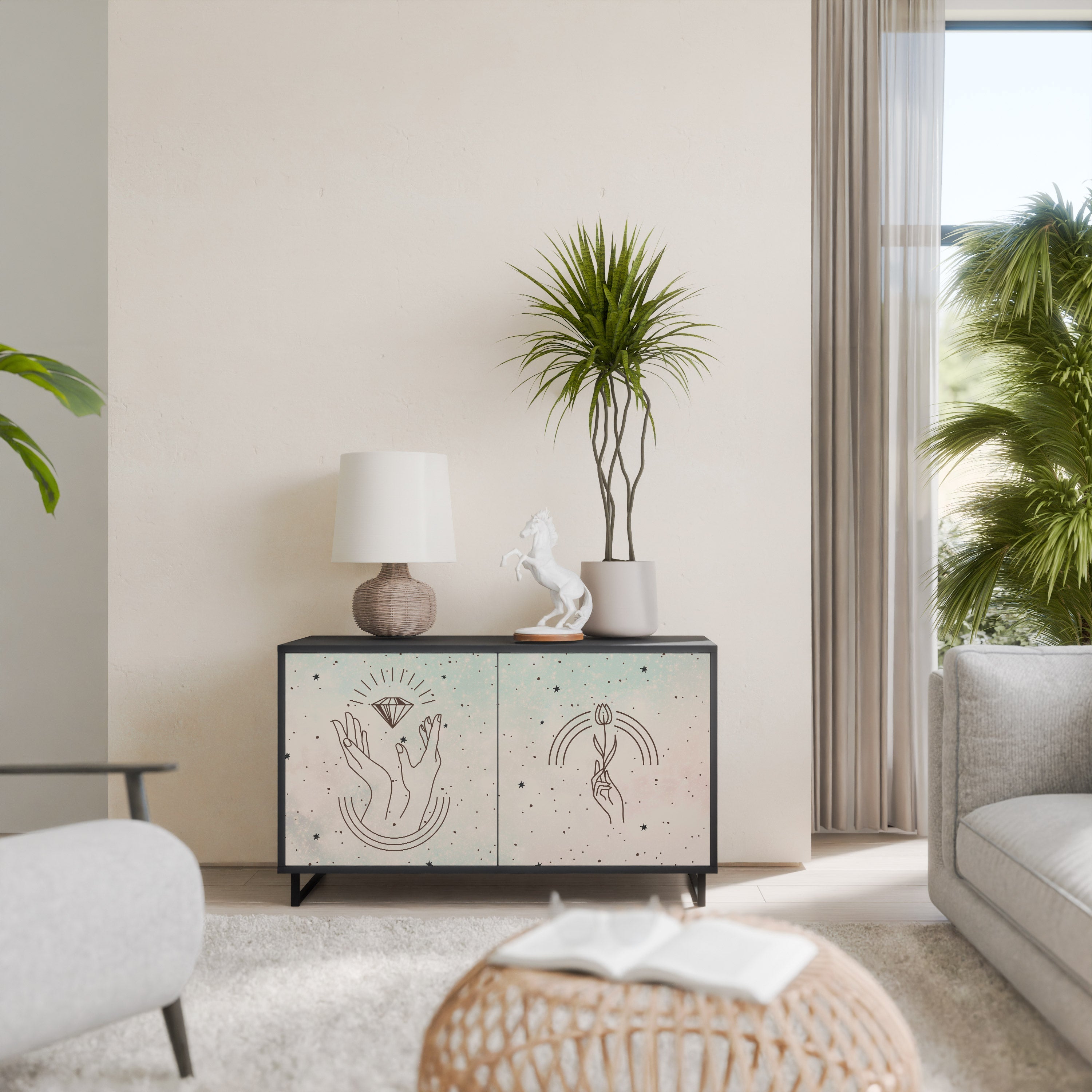 Buffet 2 portes DELICATE BEAUTY en finition noire