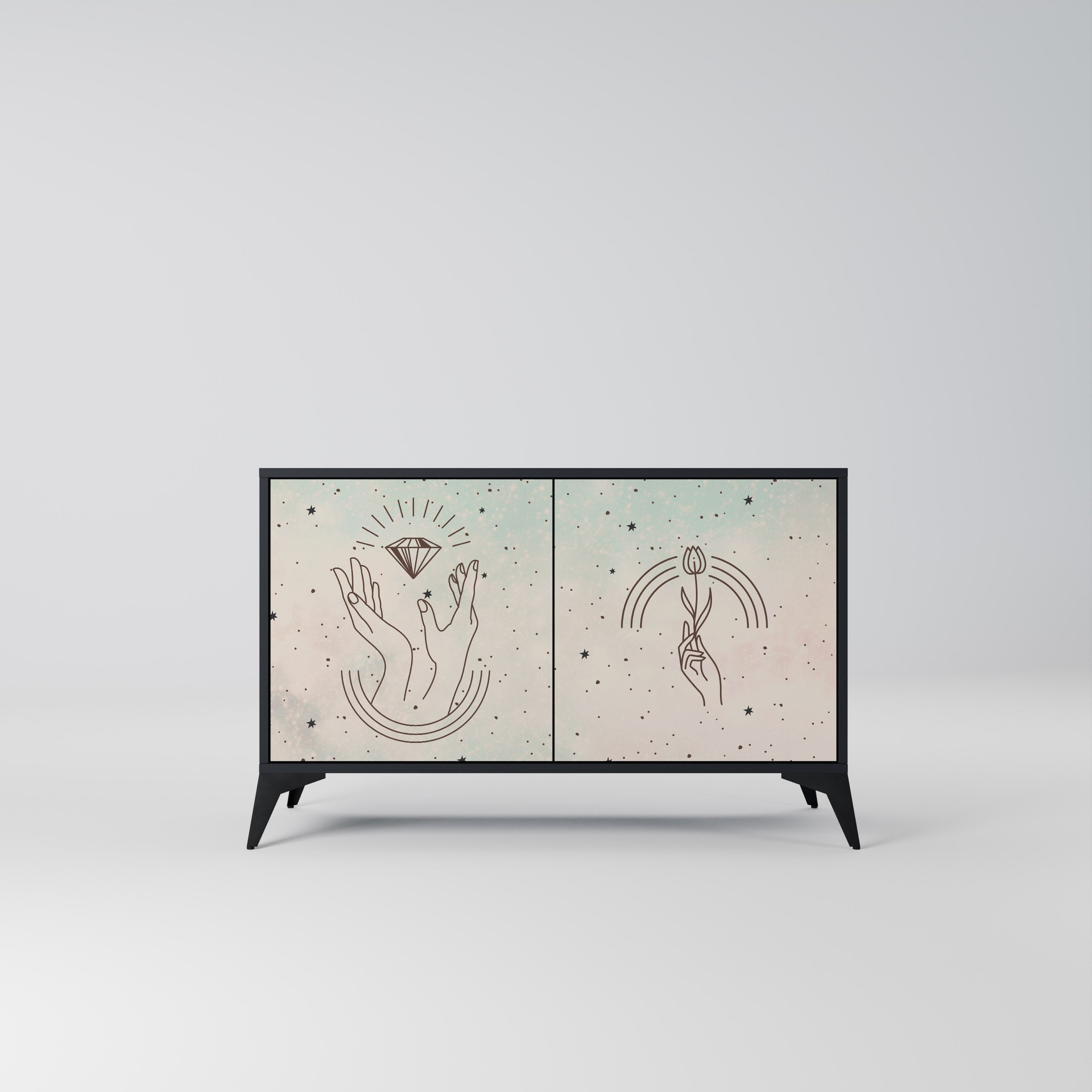 Buffet 2 portes DELICATE BEAUTY en finition noire