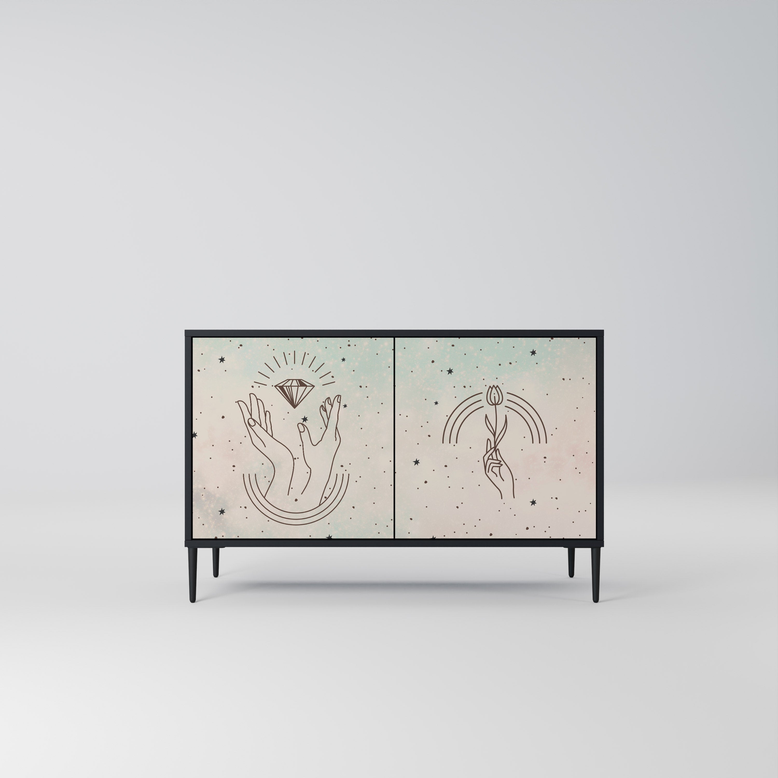 Buffet 2 portes DELICATE BEAUTY en finition noire