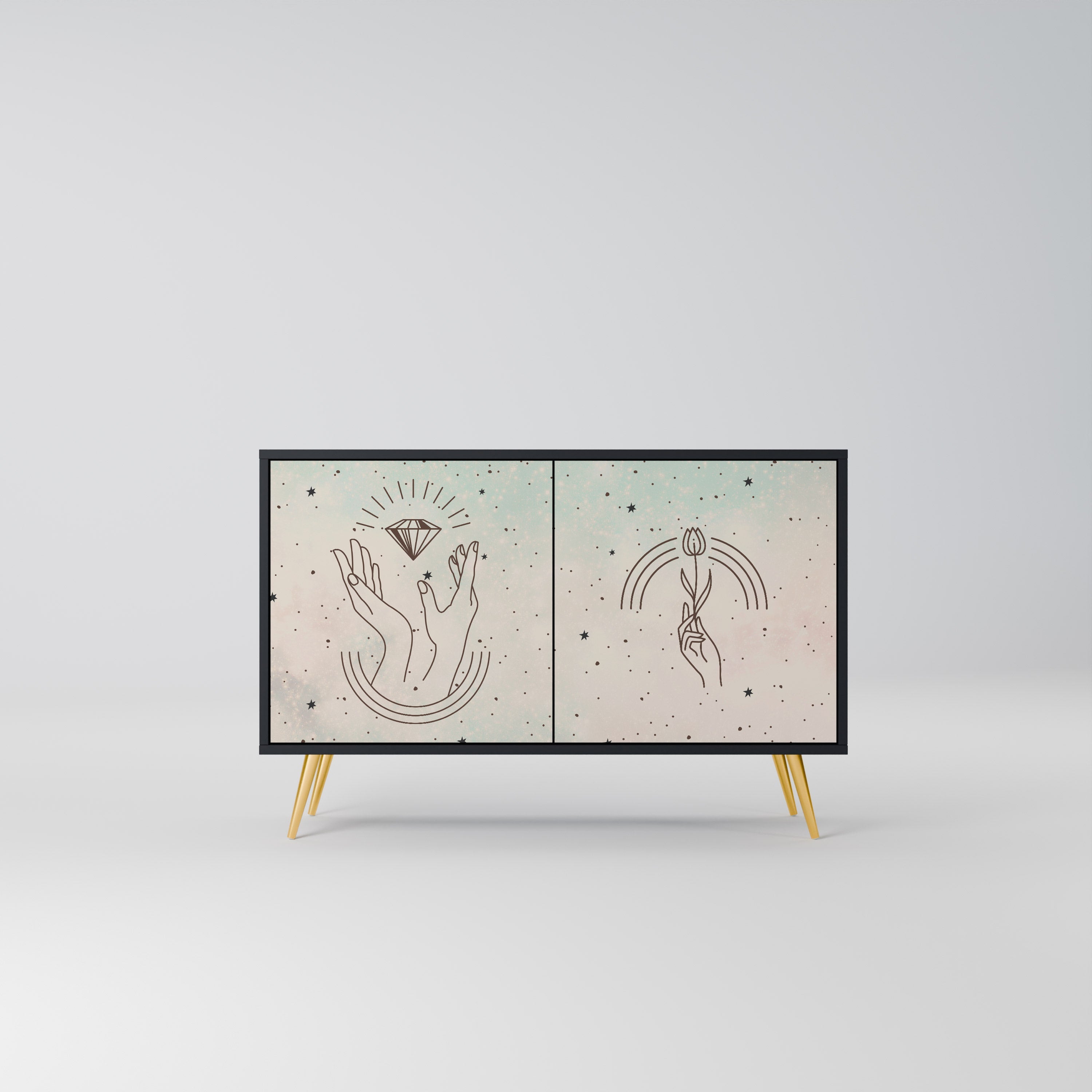 Buffet 2 portes DELICATE BEAUTY en finition noire