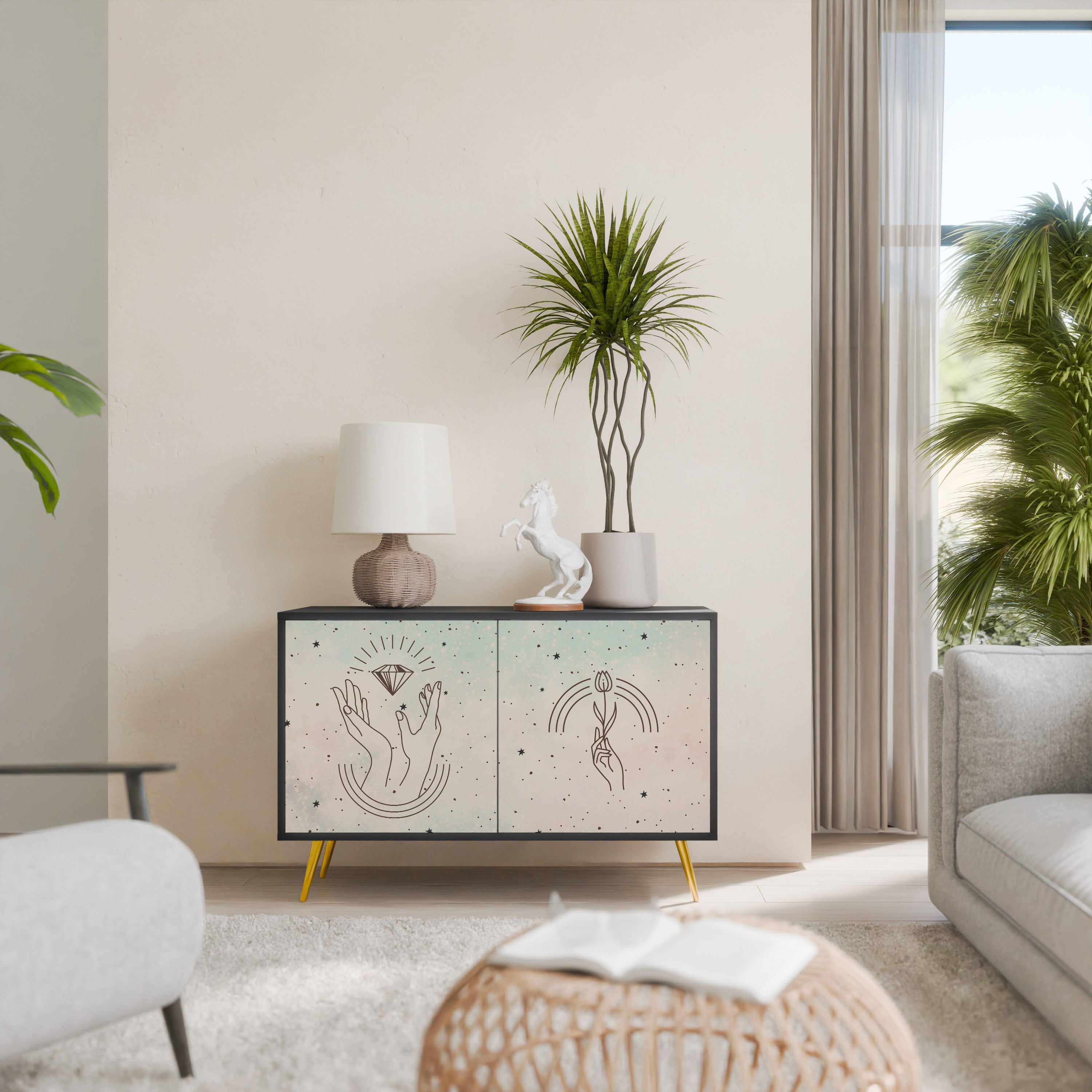 Buffet 2 portes DELICATE BEAUTY en finition noire