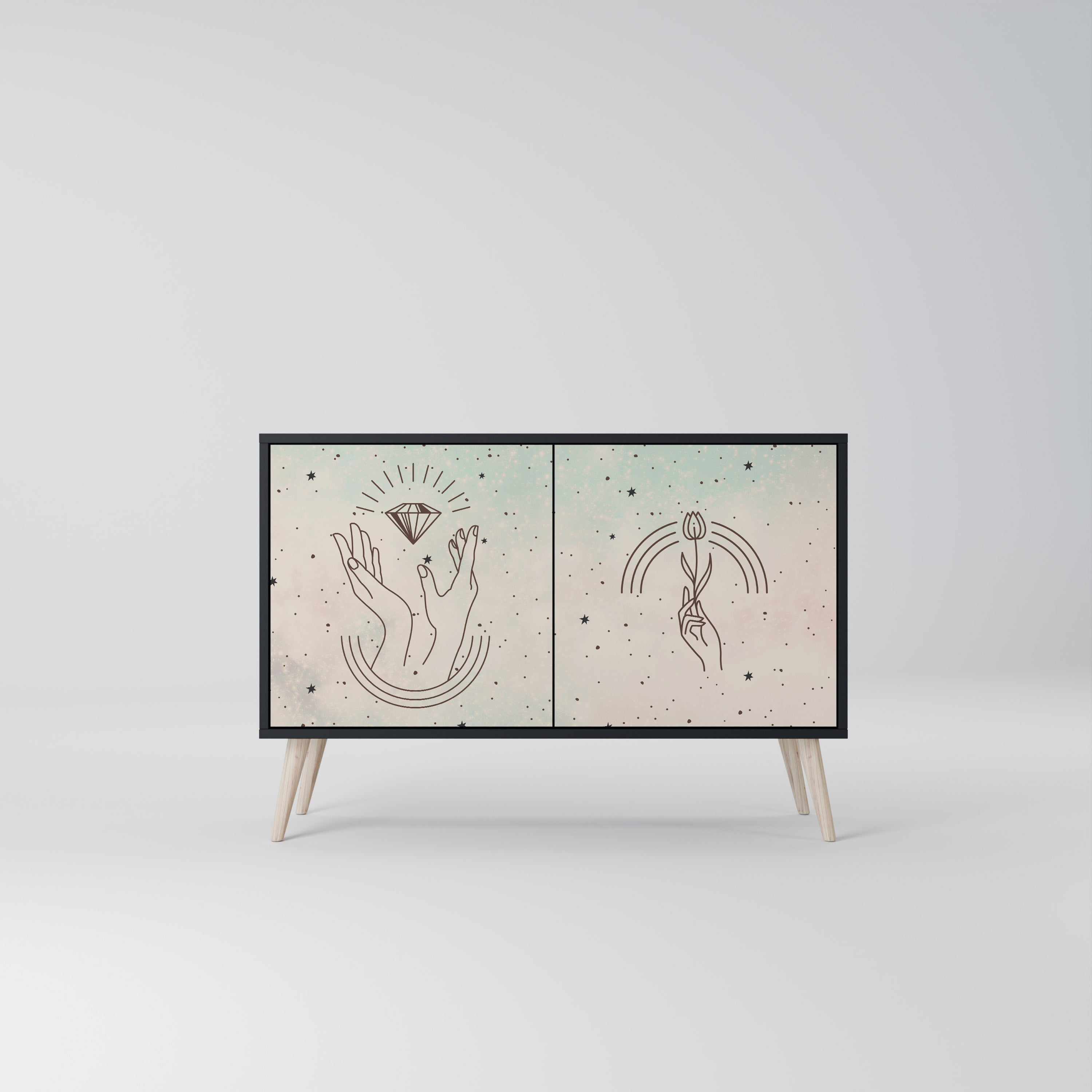 Buffet 2 portes DELICATE BEAUTY en finition noire