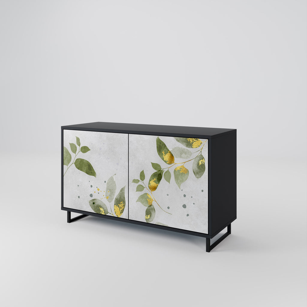 Buffet 2 portes ELEGANT BOTANICS finition noire