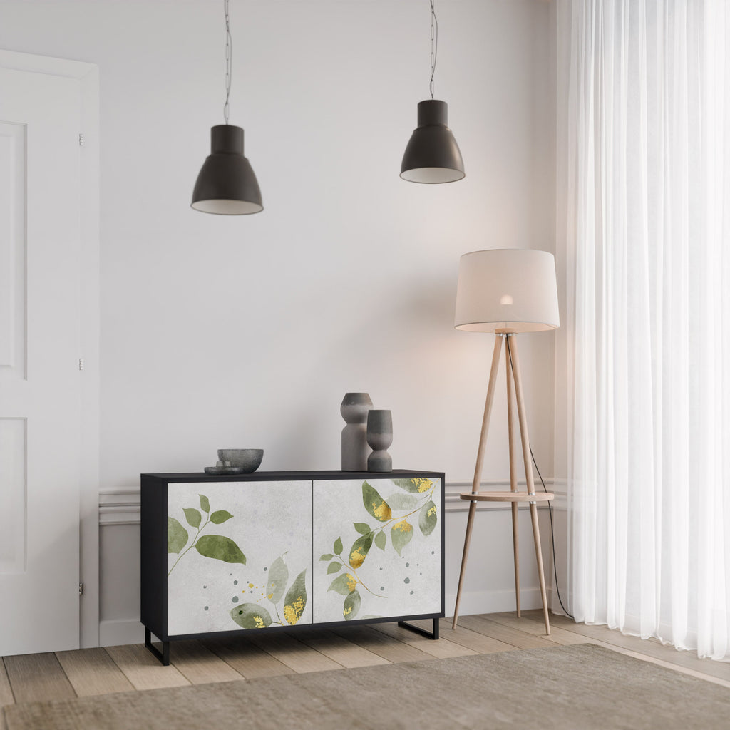 Buffet 2 portes ELEGANT BOTANICS finition noire