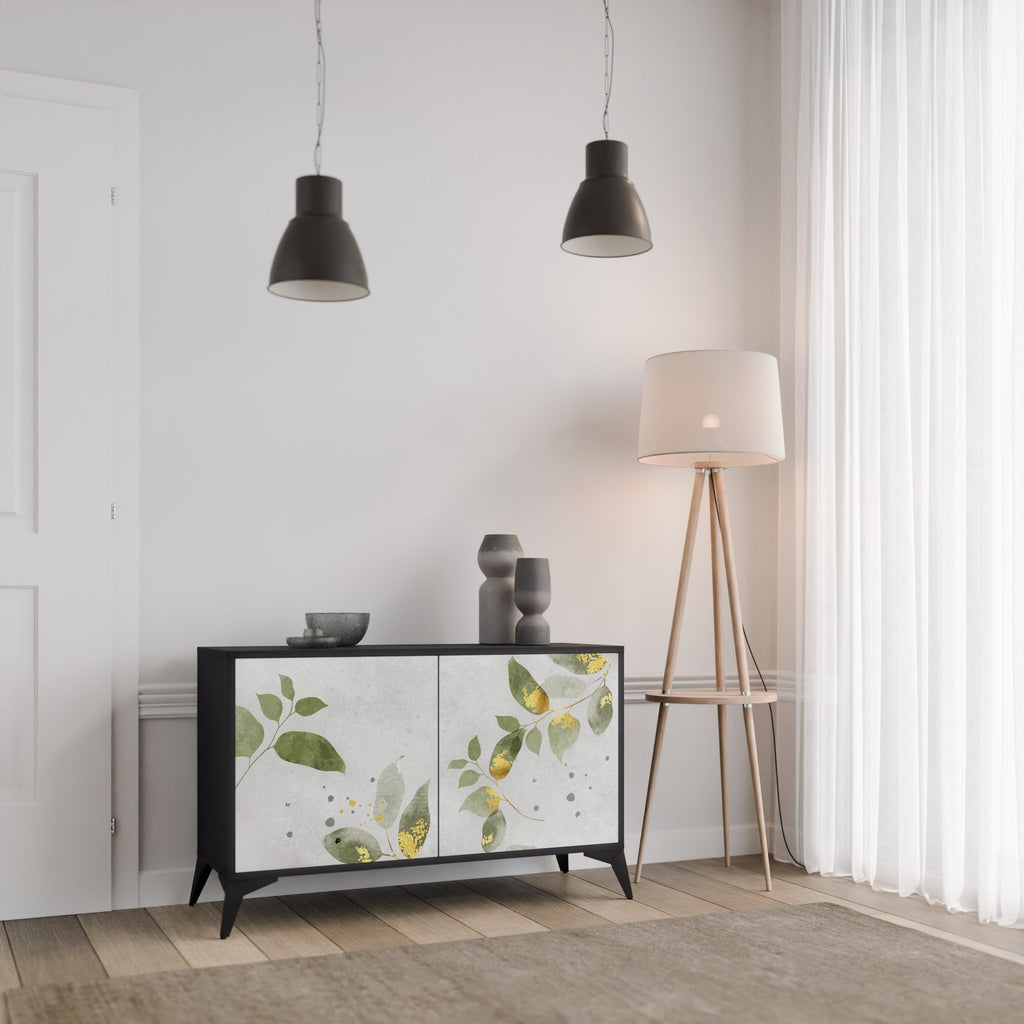 Buffet 2 portes ELEGANT BOTANICS finition noire