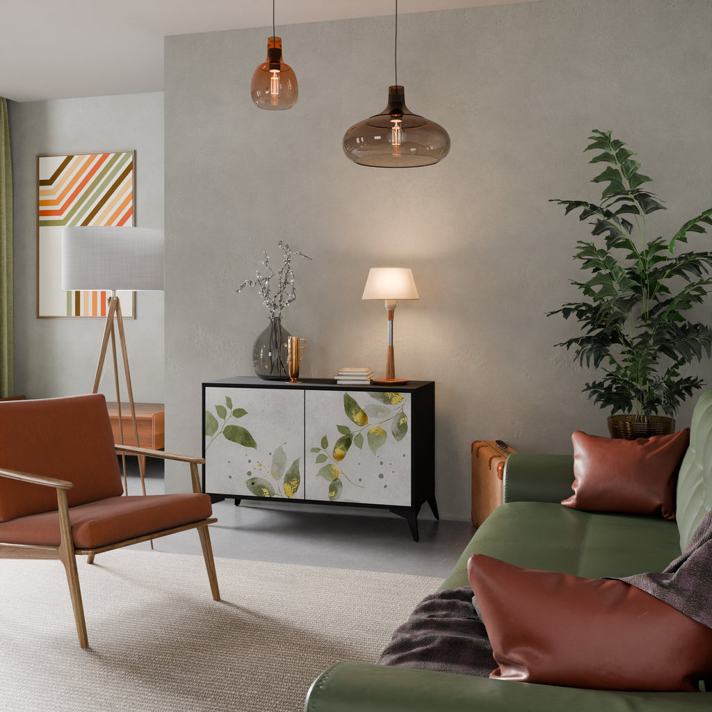 Buffet 2 portes ELEGANT BOTANICS finition noire