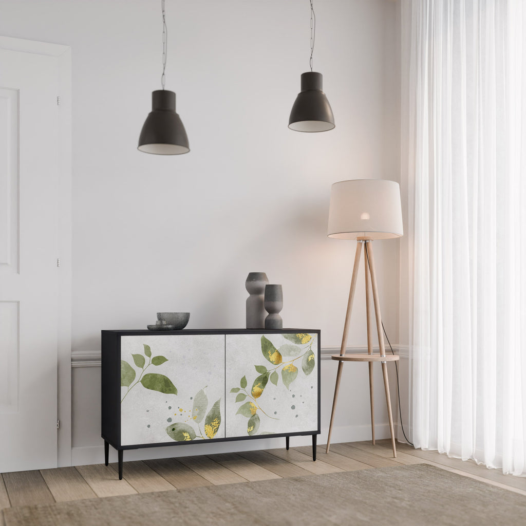 Buffet 2 portes ELEGANT BOTANICS finition noire