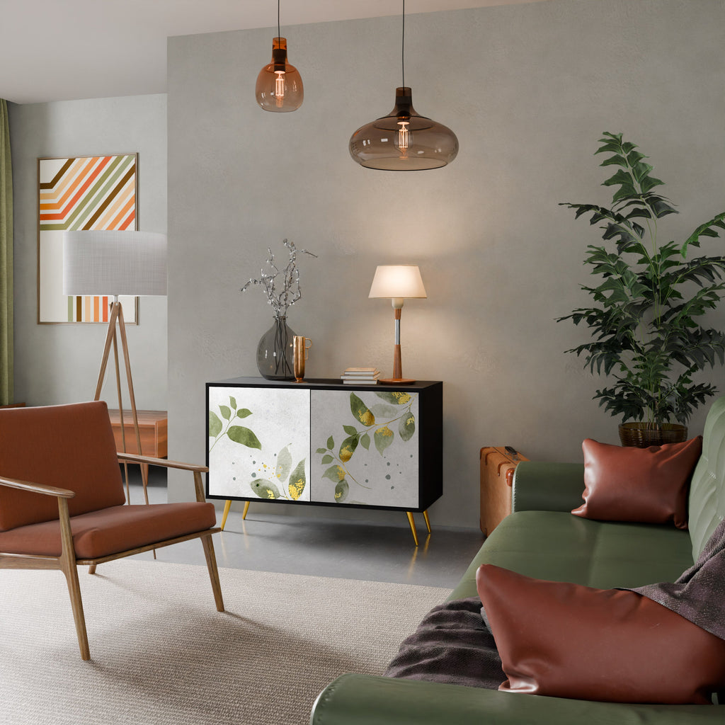 Buffet 2 portes ELEGANT BOTANICS finition noire