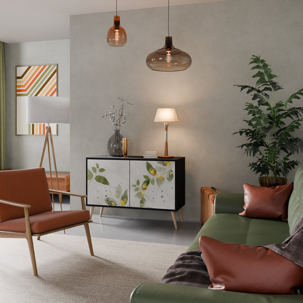 Buffet 2 portes ELEGANT BOTANICS finition noire