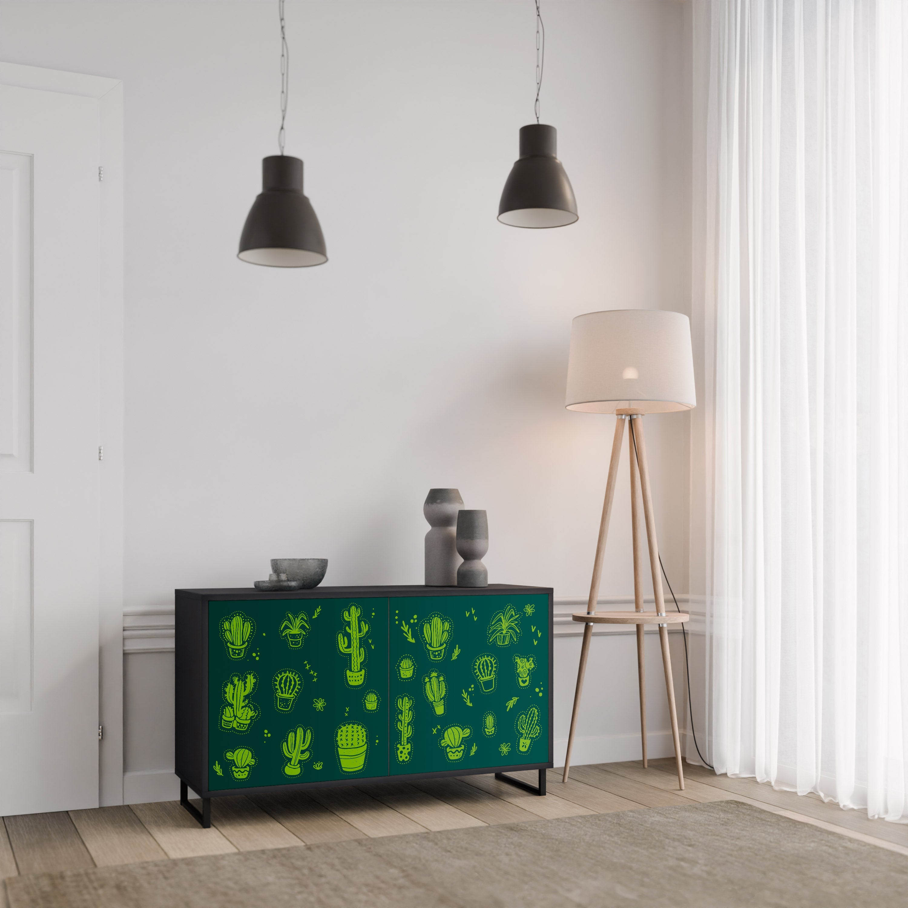 Buffet 2 portes DESERT GREEN finition noire